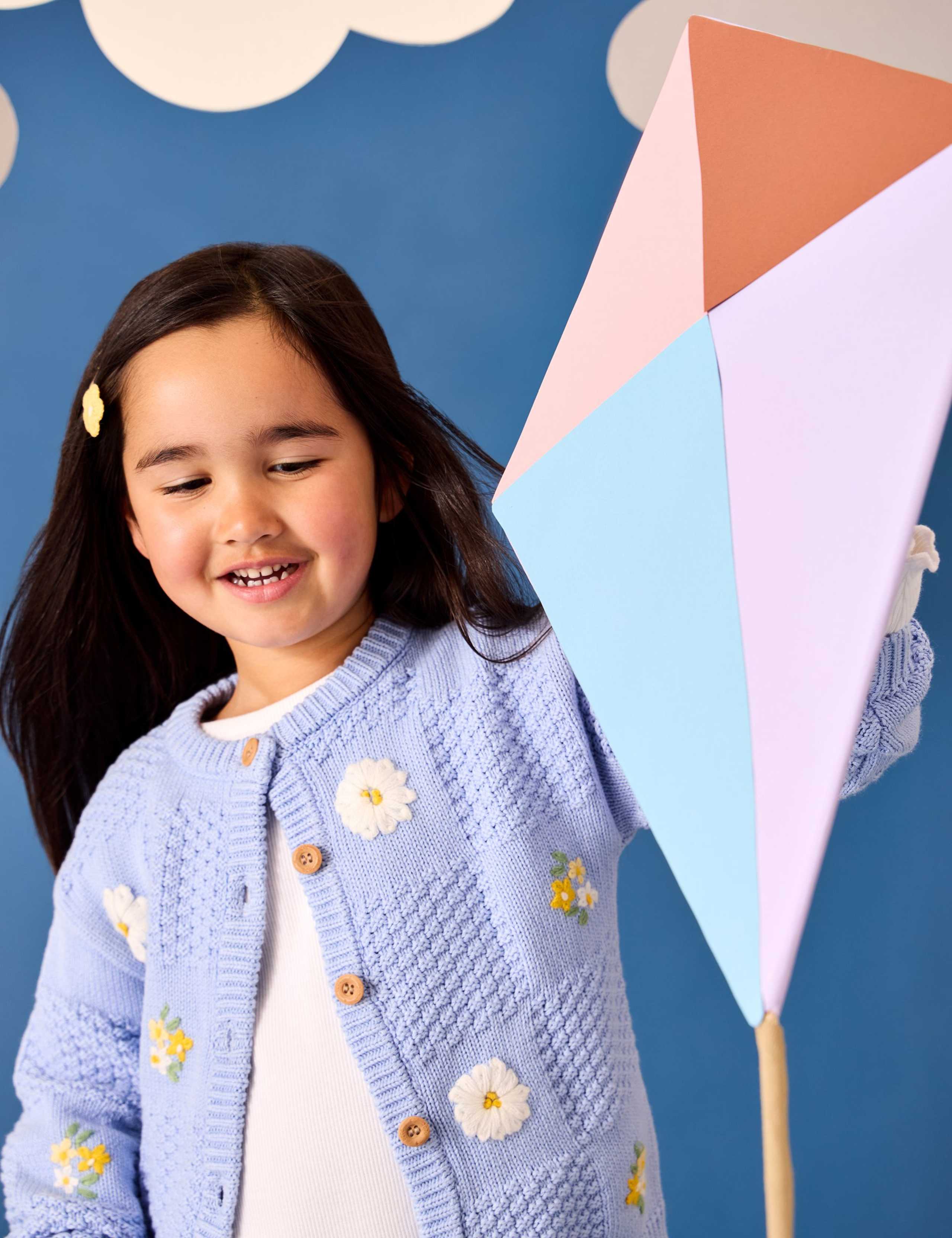 Pure Cotton Daisy Cardigan (6 Mths-9 Yrs) 2 of 6