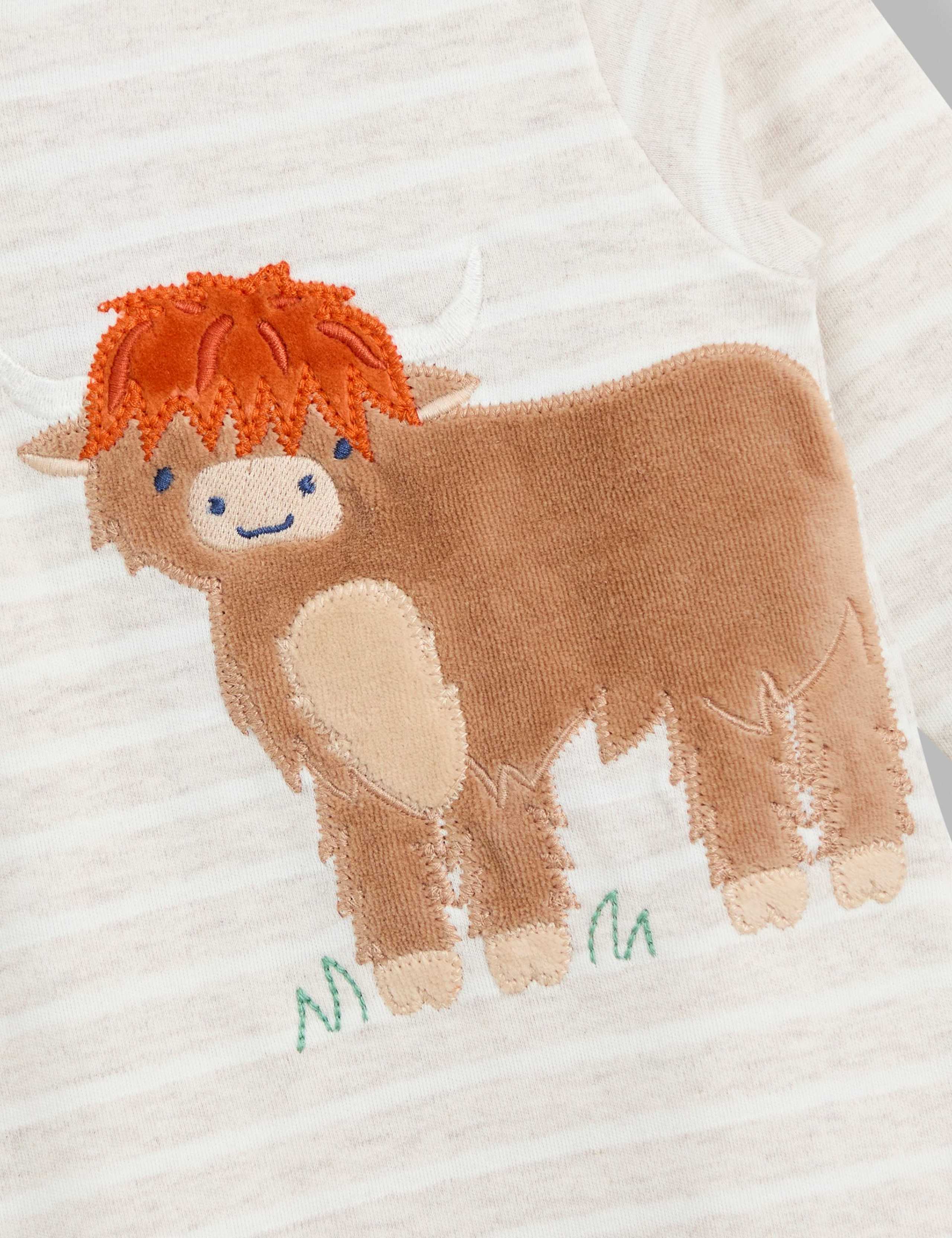 Pure Cotton Highland Cow Zip Sleepsuit (7lbs-18 Mths) 3 of 3