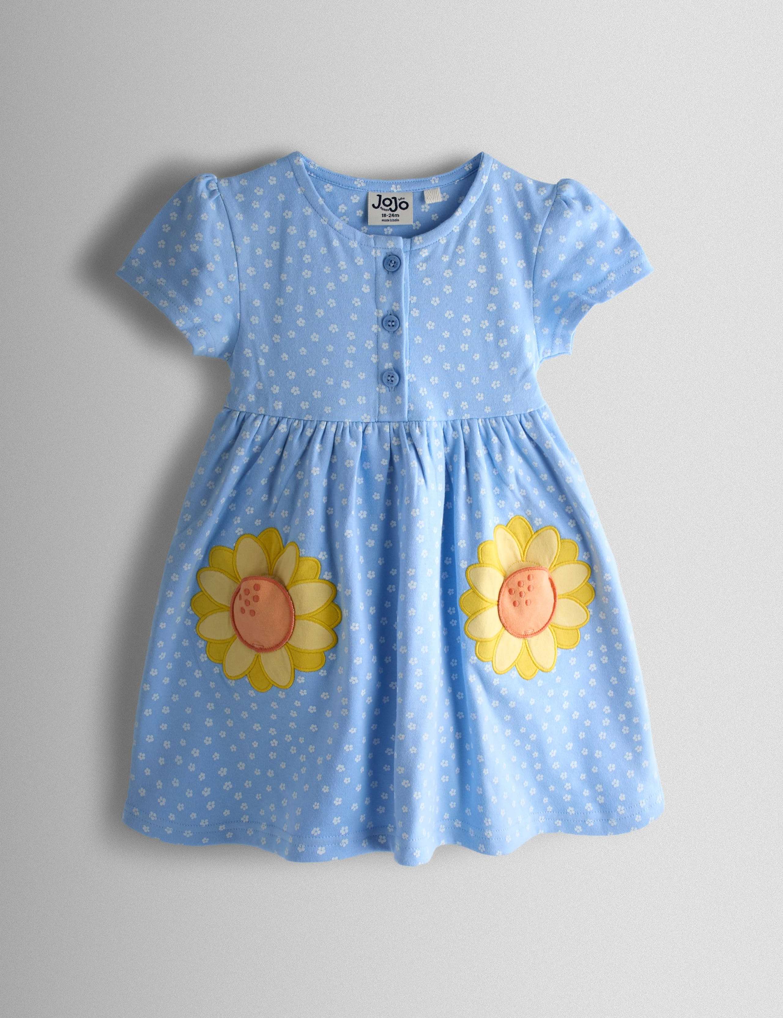 Pure Cotton Sunflower Dress (1-7 Yrs) 1 of 3
