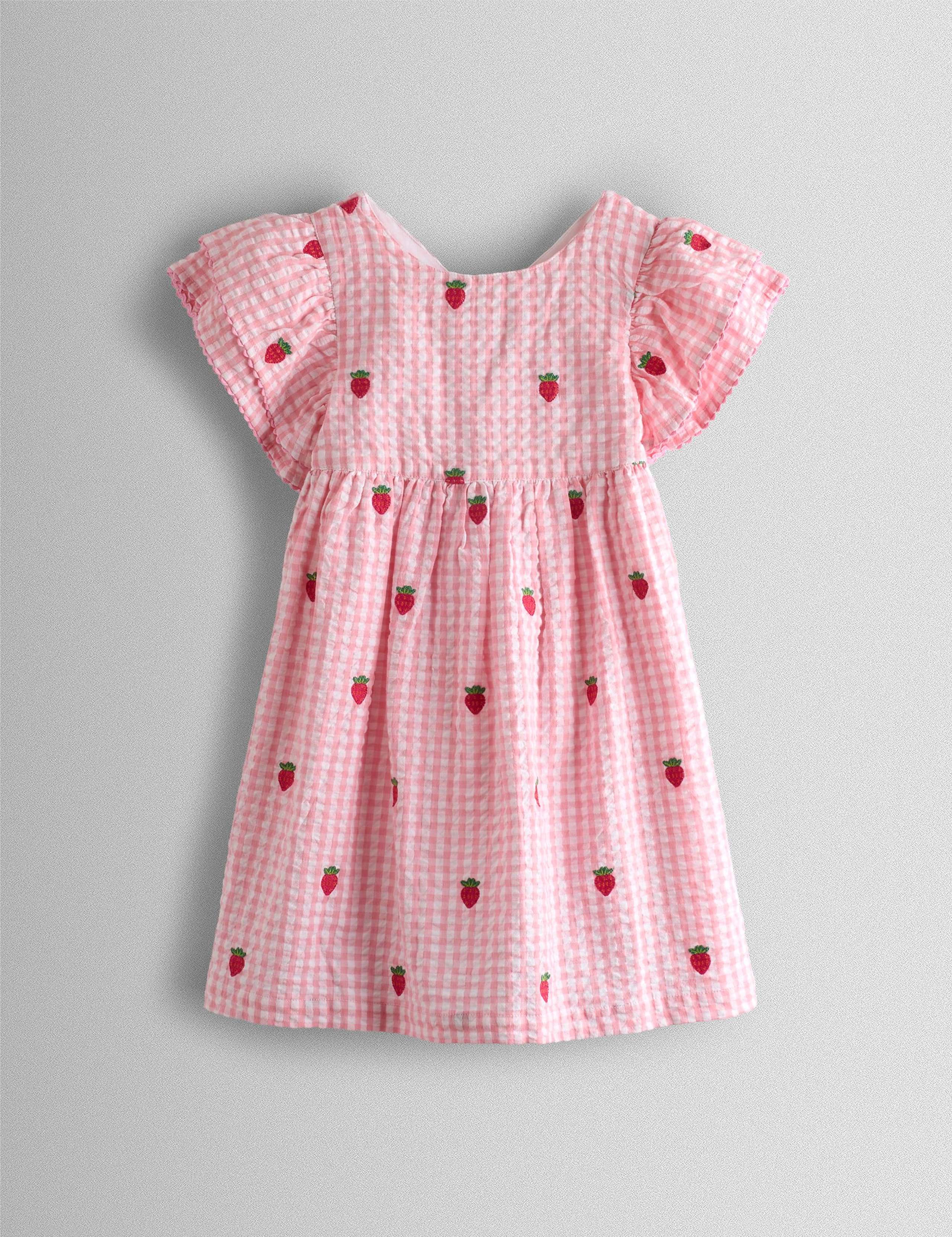 Pure Cotton Gingham Strawberry Dress (0-9 Yrs) 3 of 8