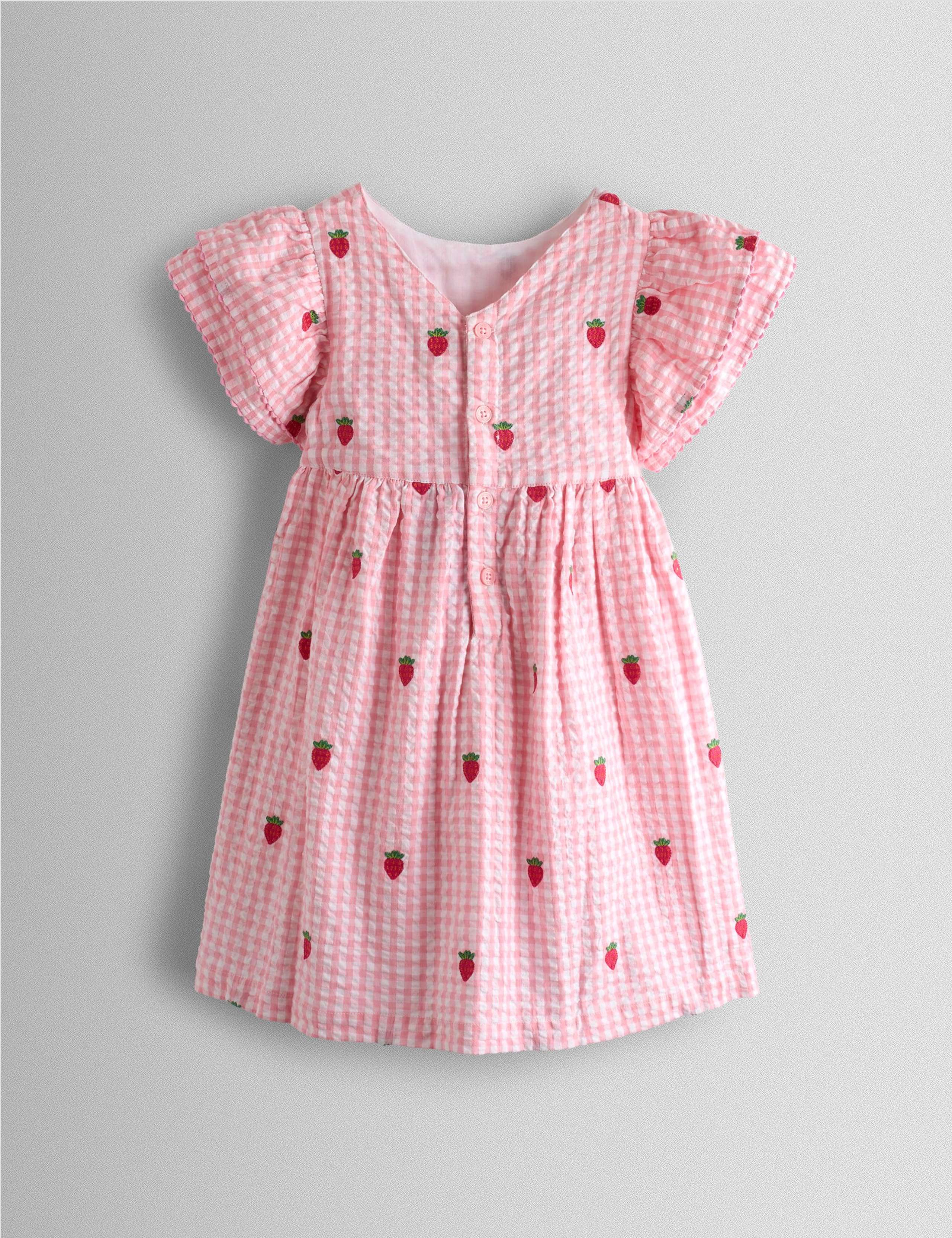 Pure Cotton Gingham Strawberry Dress (0-9 Yrs) 4 of 8