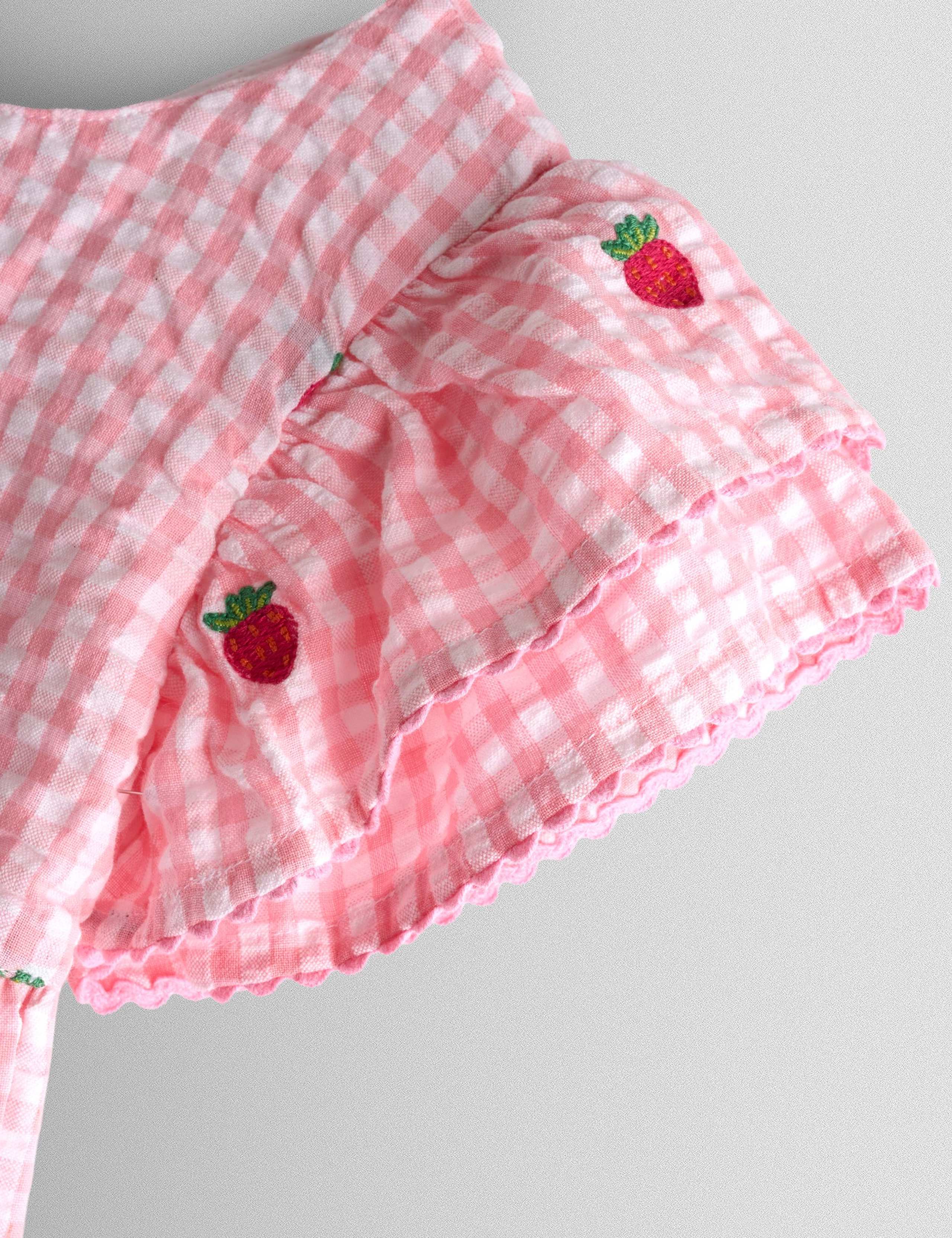 Pure Cotton Gingham Strawberry Dress (0-9 Yrs) 5 of 8
