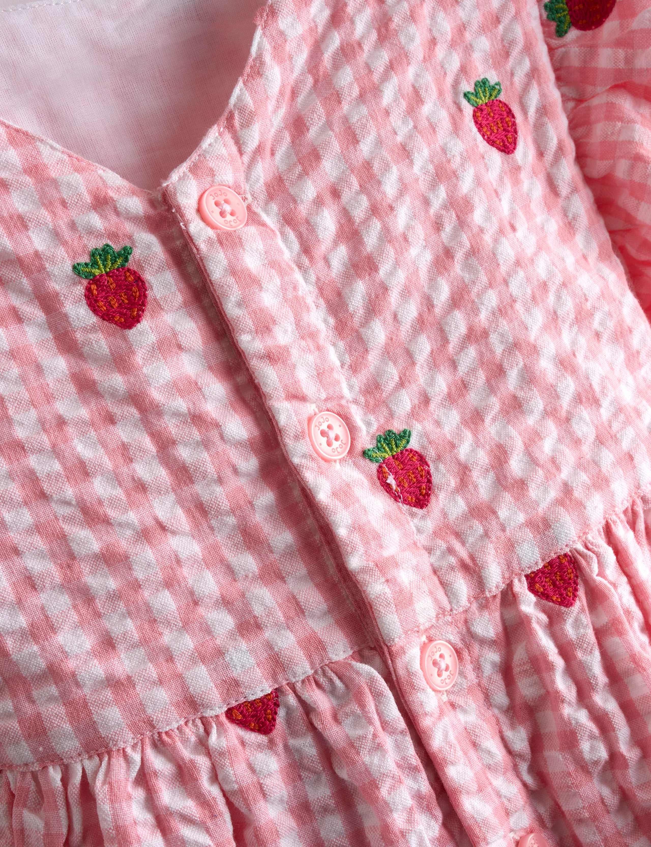 Pure Cotton Gingham Strawberry Dress (0-9 Yrs) 6 of 8