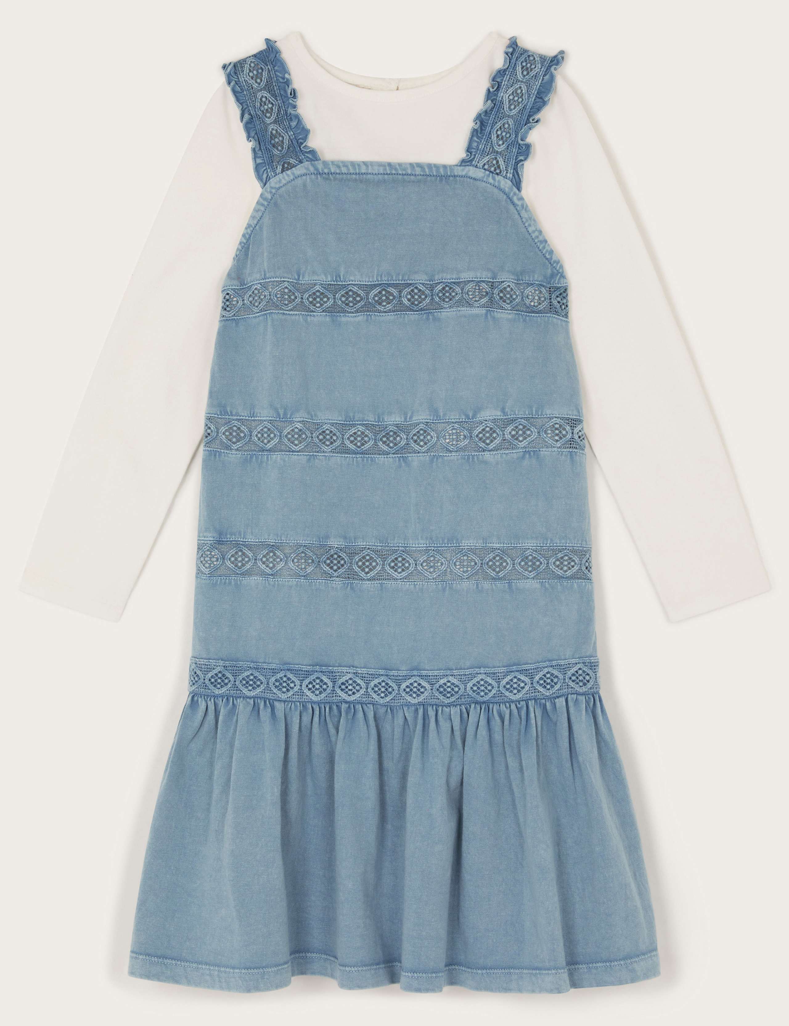 2pc Pure Cotton Embroidered Pinafore Outfit (3-15 Yrs) 2 of 4
