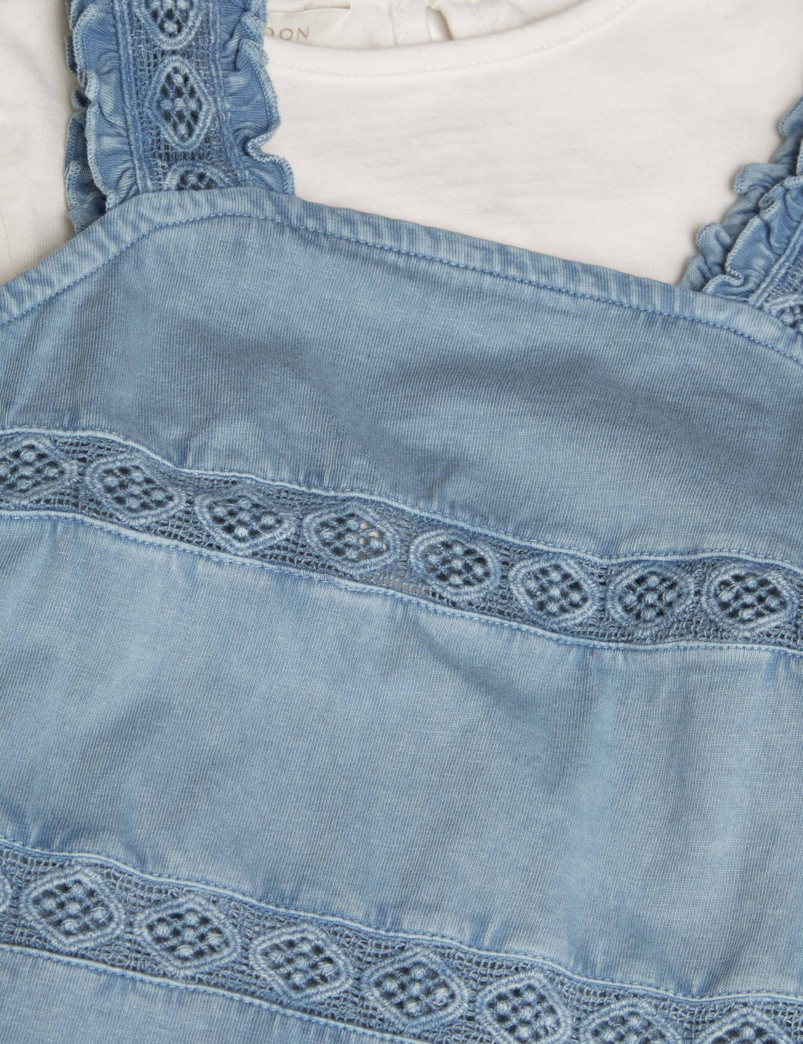 2pc Pure Cotton Embroidered Pinafore Outfit (3-15 Yrs) 3 of 4