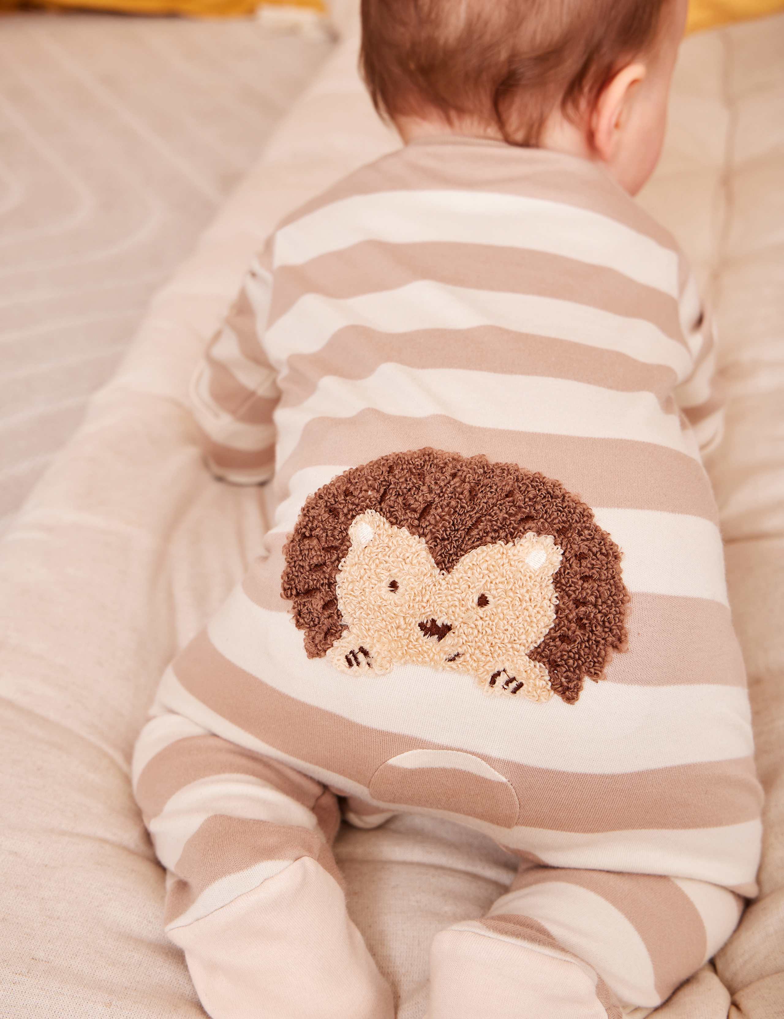 Pure Cotton Striped Hedgehog Zip Sleepsuit (7lbs-18 Mths) 2 of 4