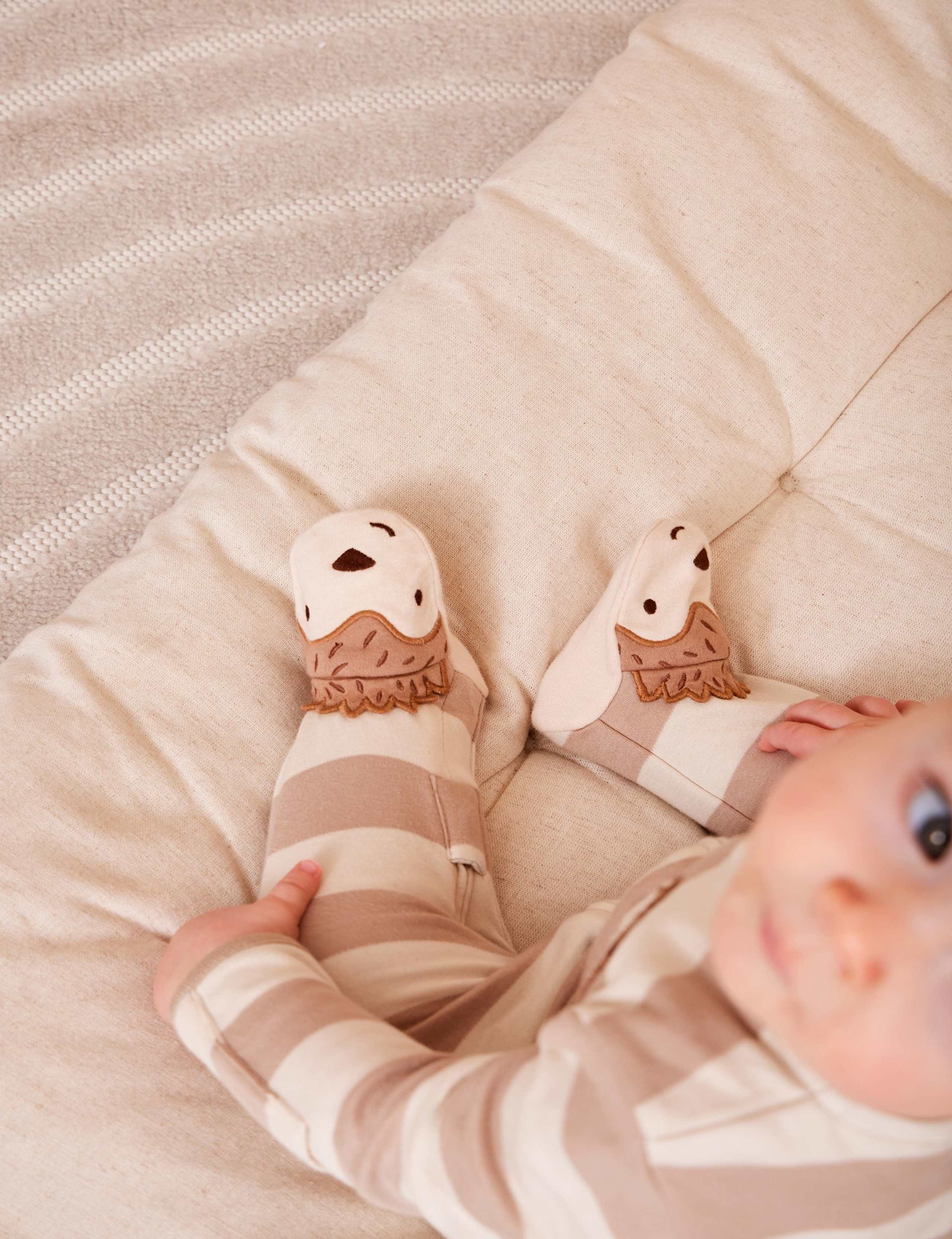 Pure Cotton Striped Hedgehog Zip Sleepsuit (0-18 Months) 3 of 4