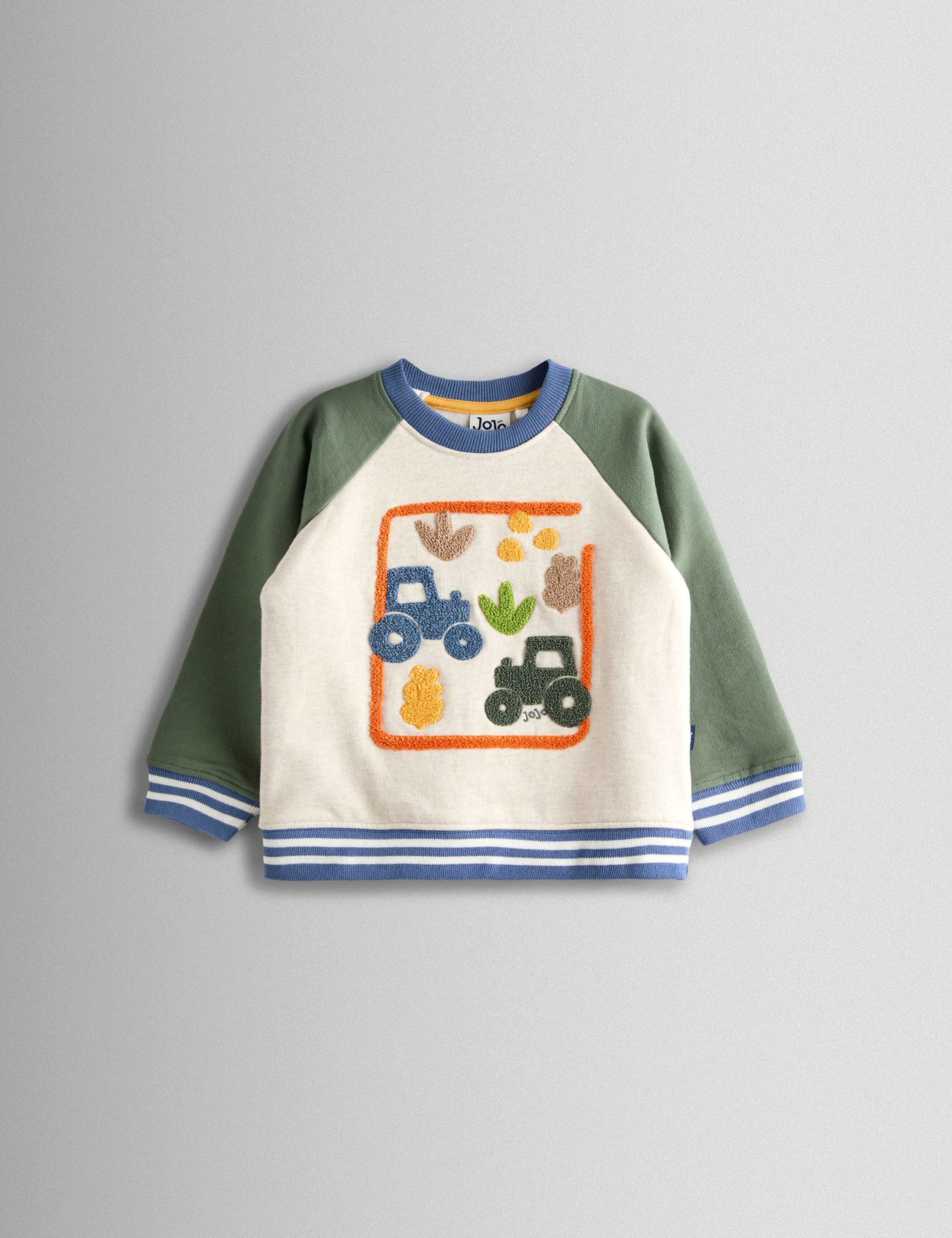 Pure Cotton Bouclé Tractor Sweatshirt (6 Mths-6 Yrs) 1 of 3