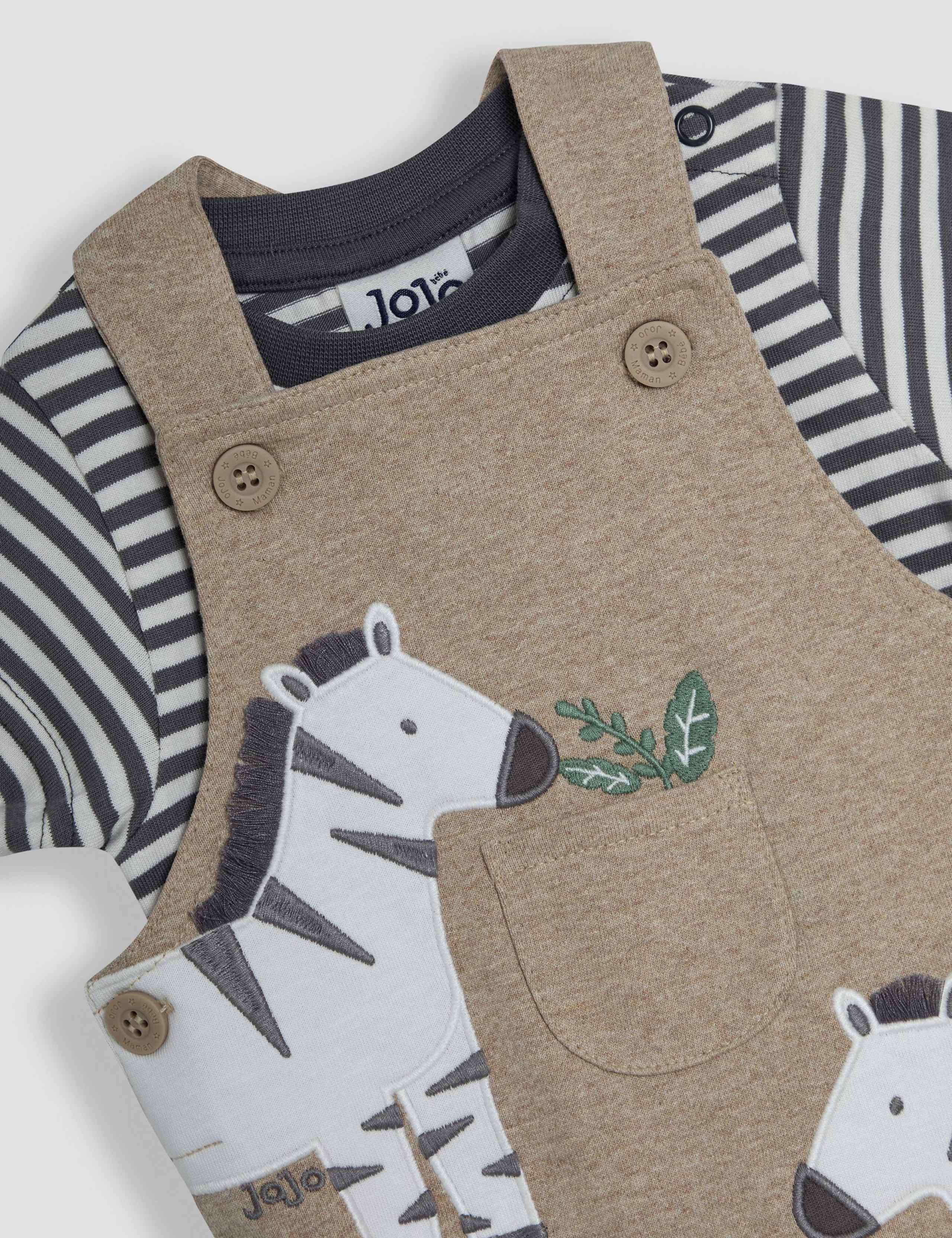 2 Piece Pure Cotton Zebra Dungaree Outfit (0-24 Mths) 3 of 6