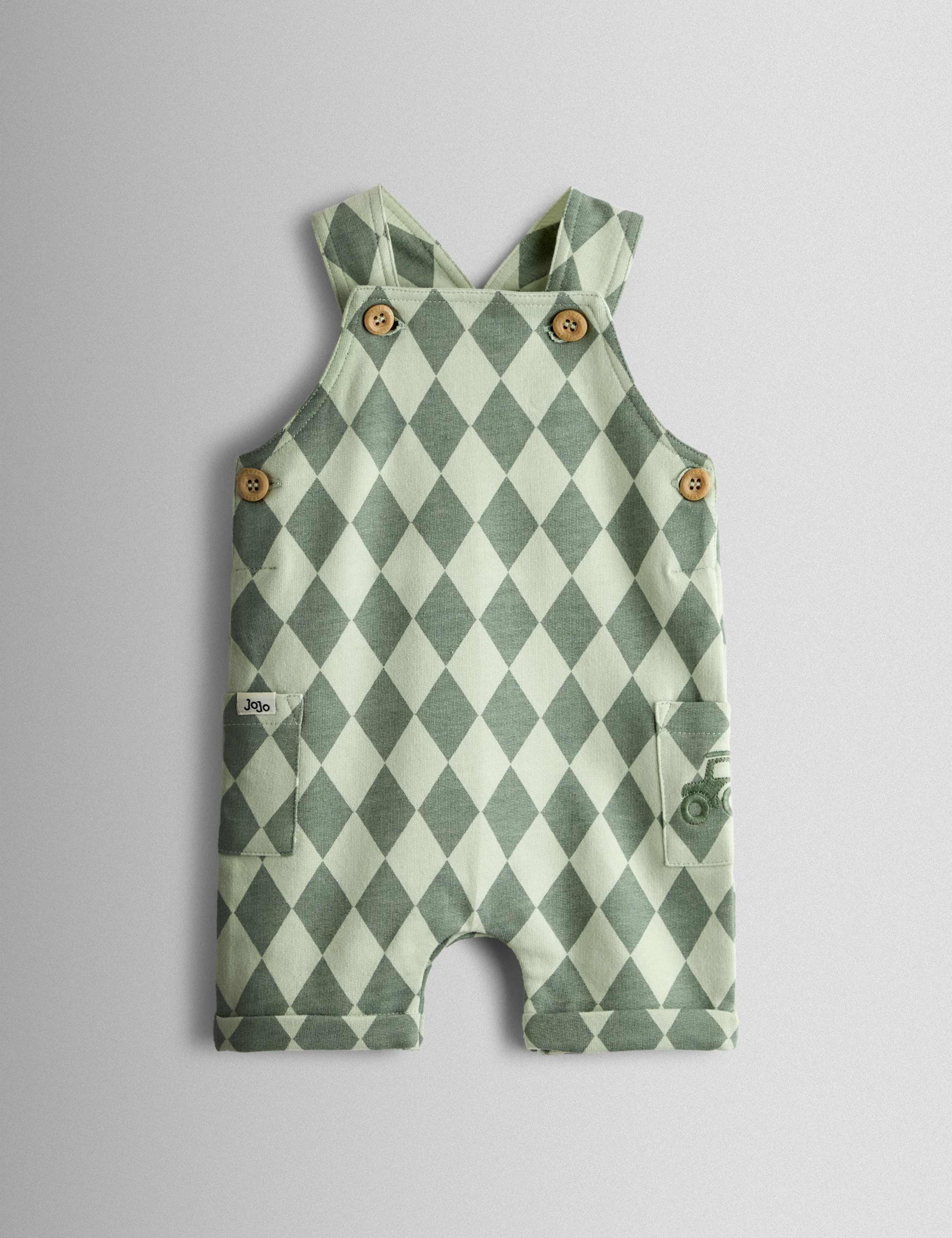 2 Piece Pure Cotton Check Dungaree Outfit (0-24 Months) 2 of 7
