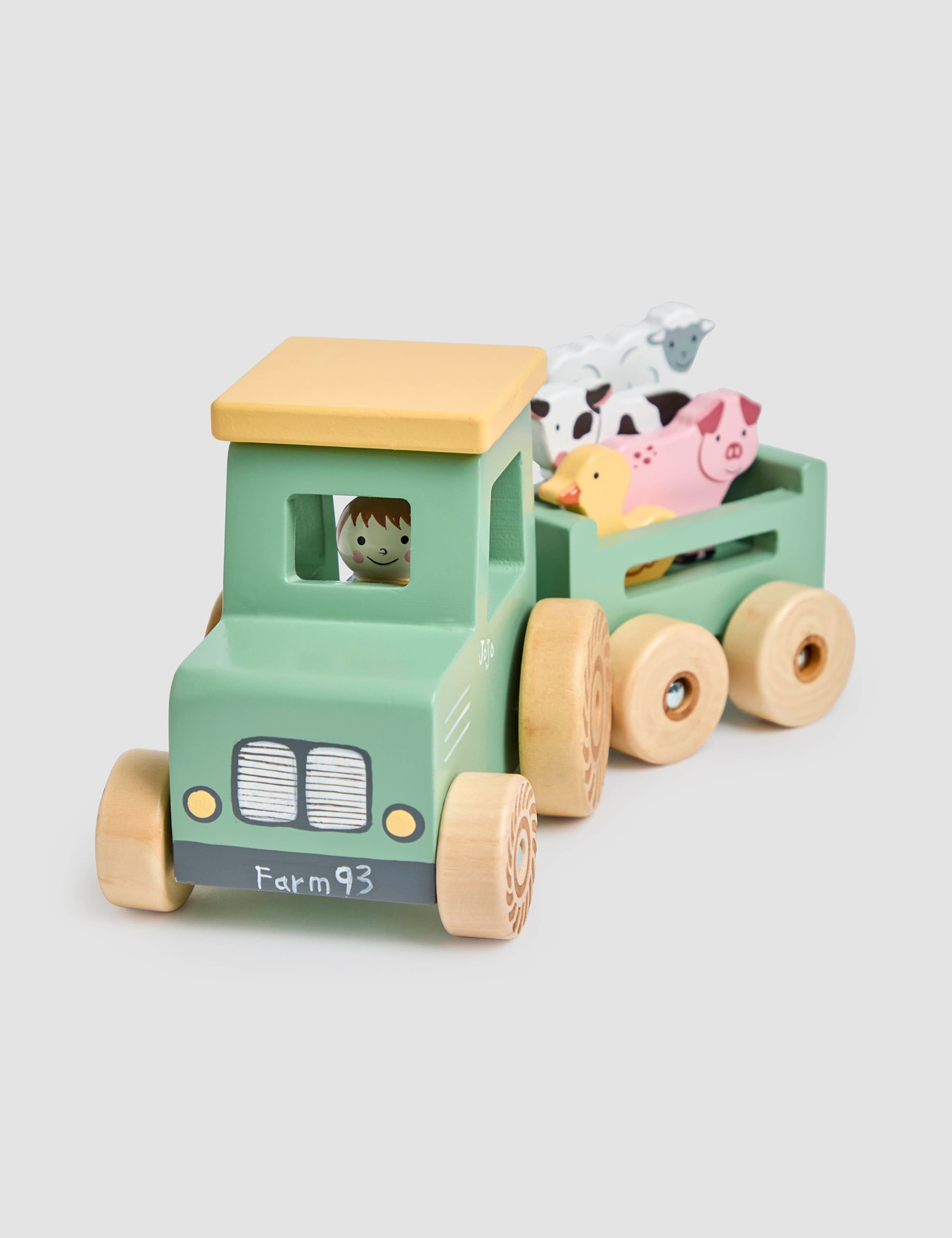 Wooden Farm Tractor & Trailer Set 4 of 6