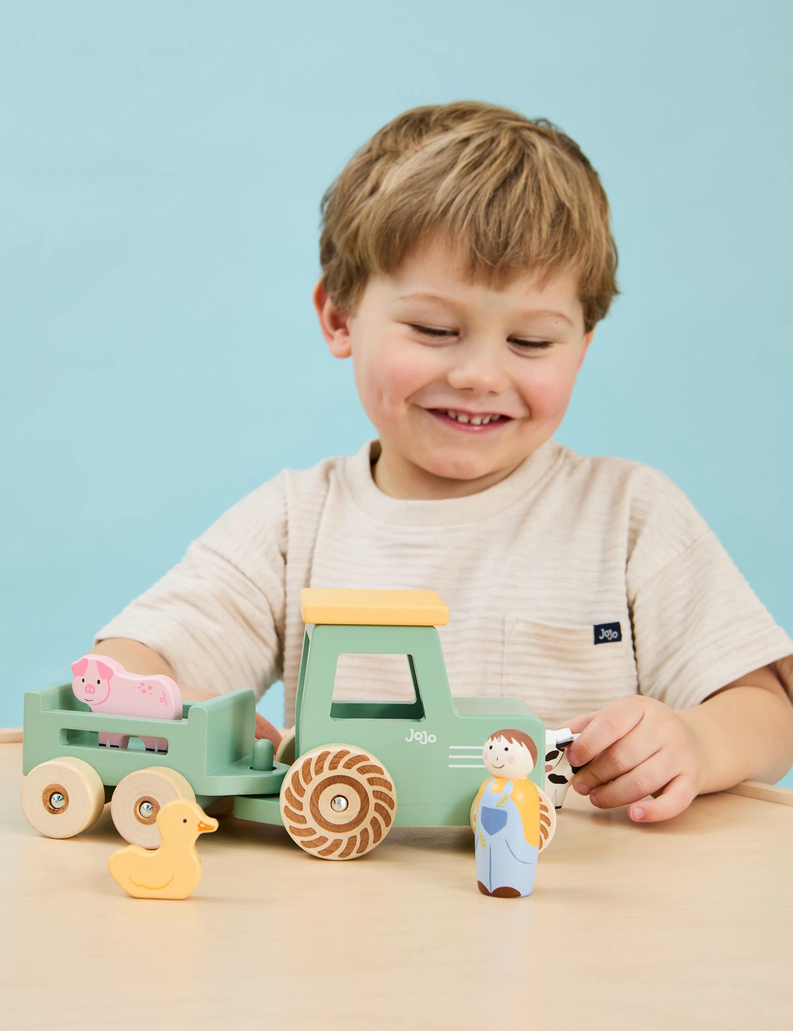Wooden Farm Tractor & Trailer Set 5 of 6
