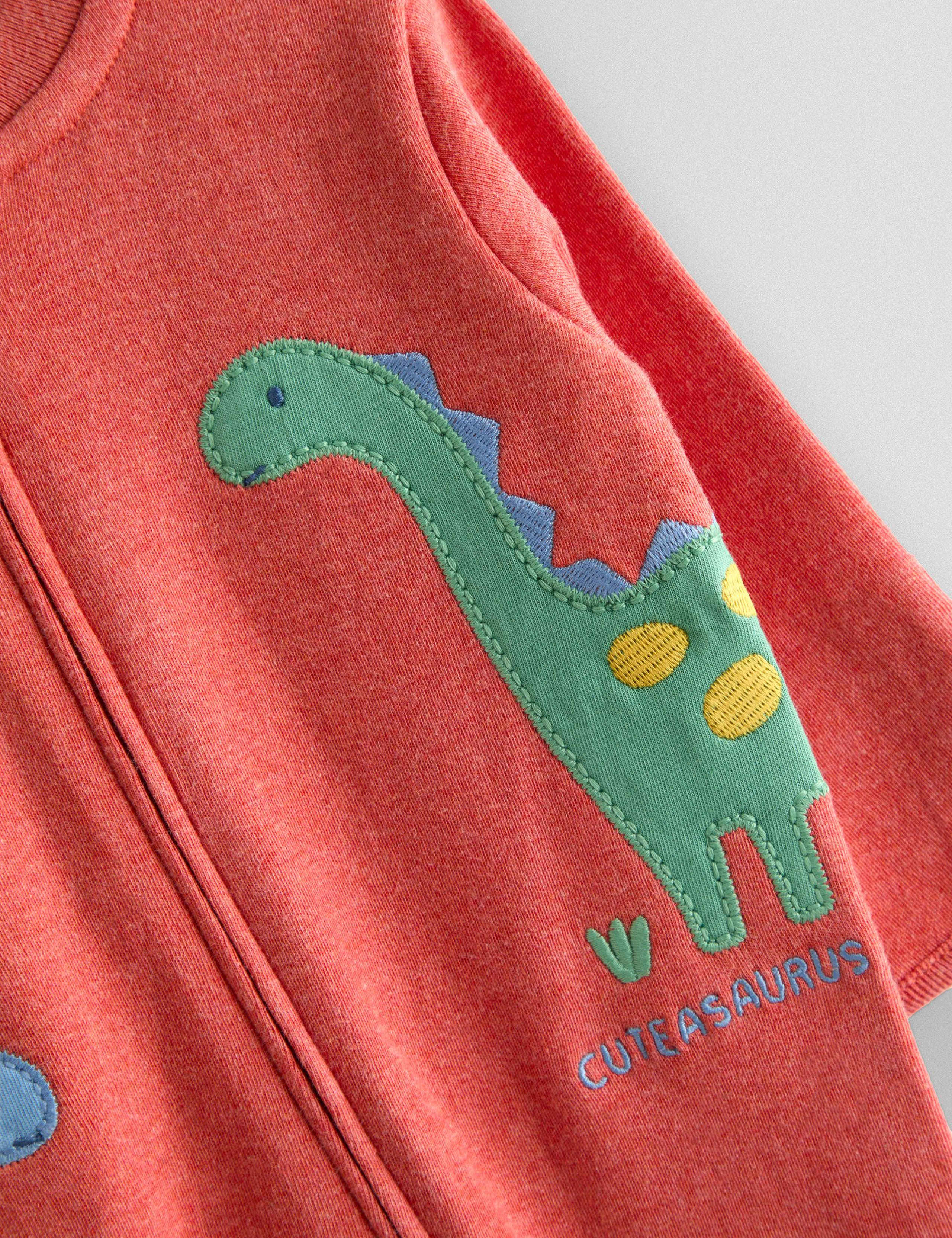 Pure Cotton Dino Applique Zip Sleepsuit (0-18 Months) 3 of 3