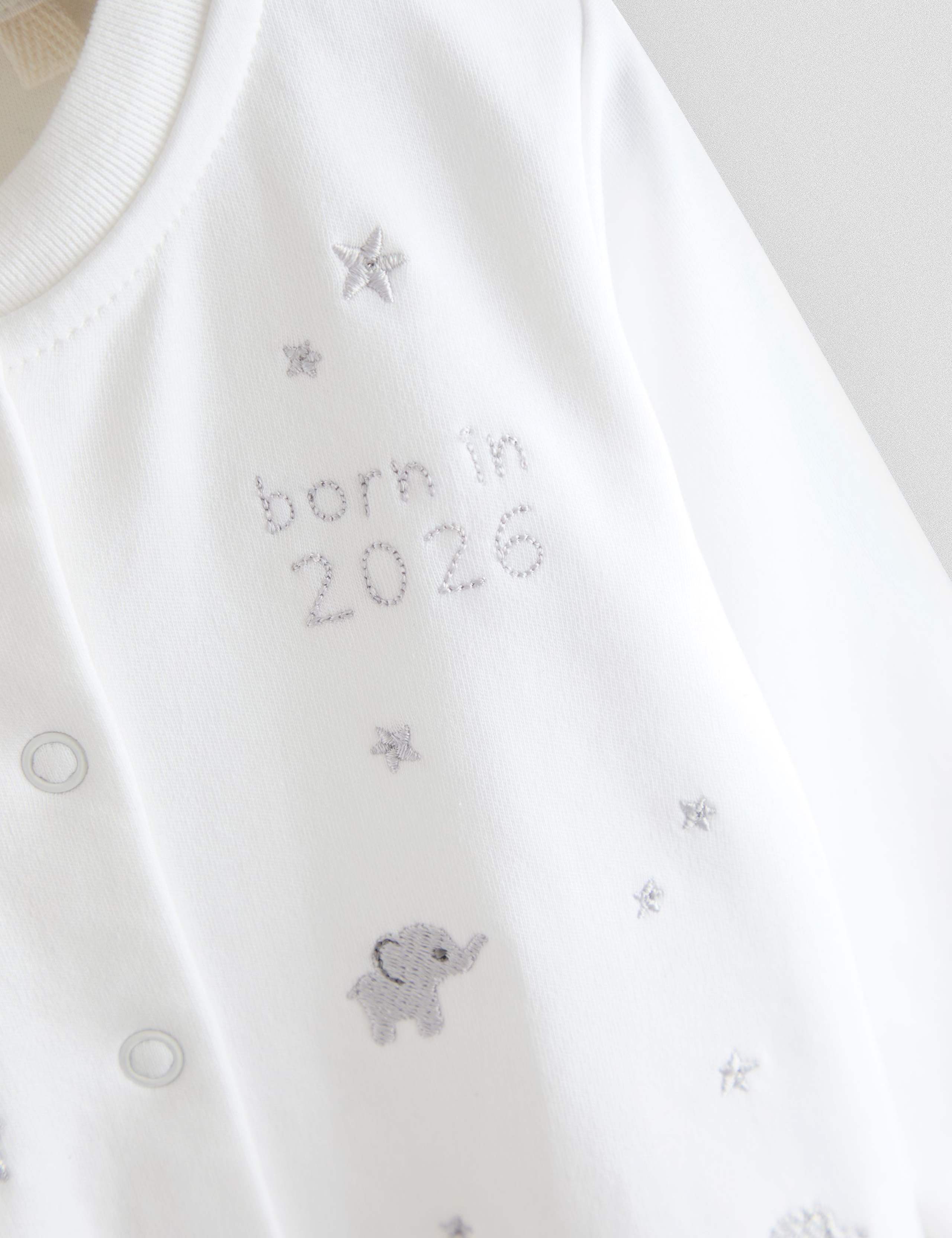 Pure Cotton Born in 26½lbs26 Elephant Sleepsuit (5lbs-6 Mths) 2 of 4