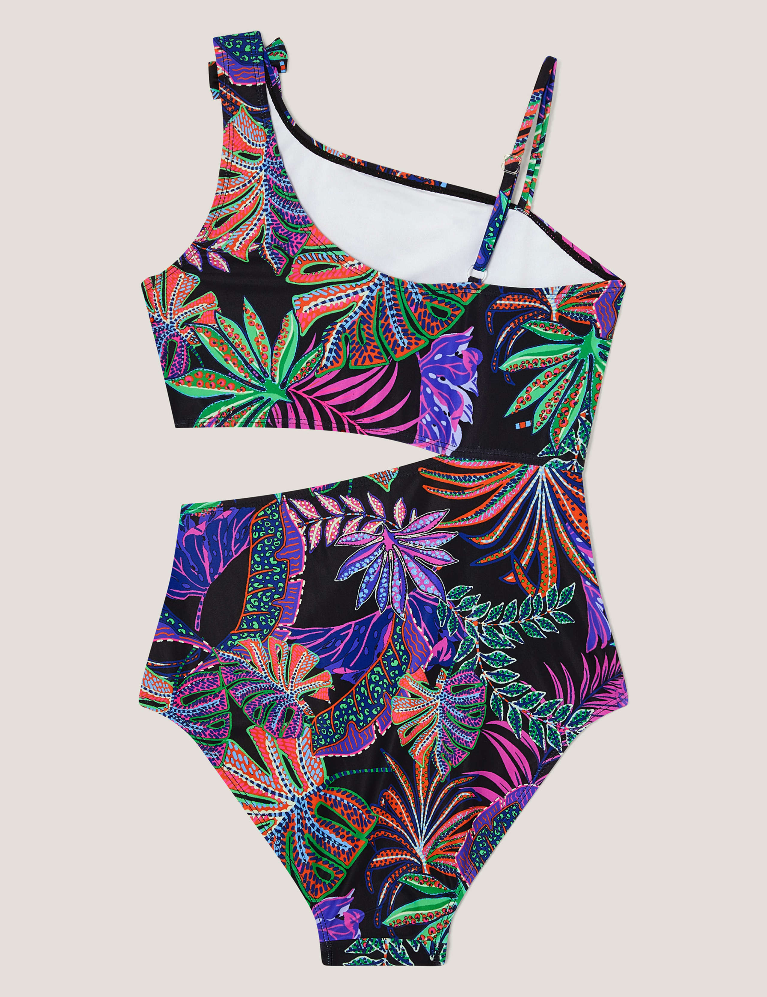 Tropical Asymmetric Cutout Detail Swimsuit (7-15 Yrs) 3 of 3