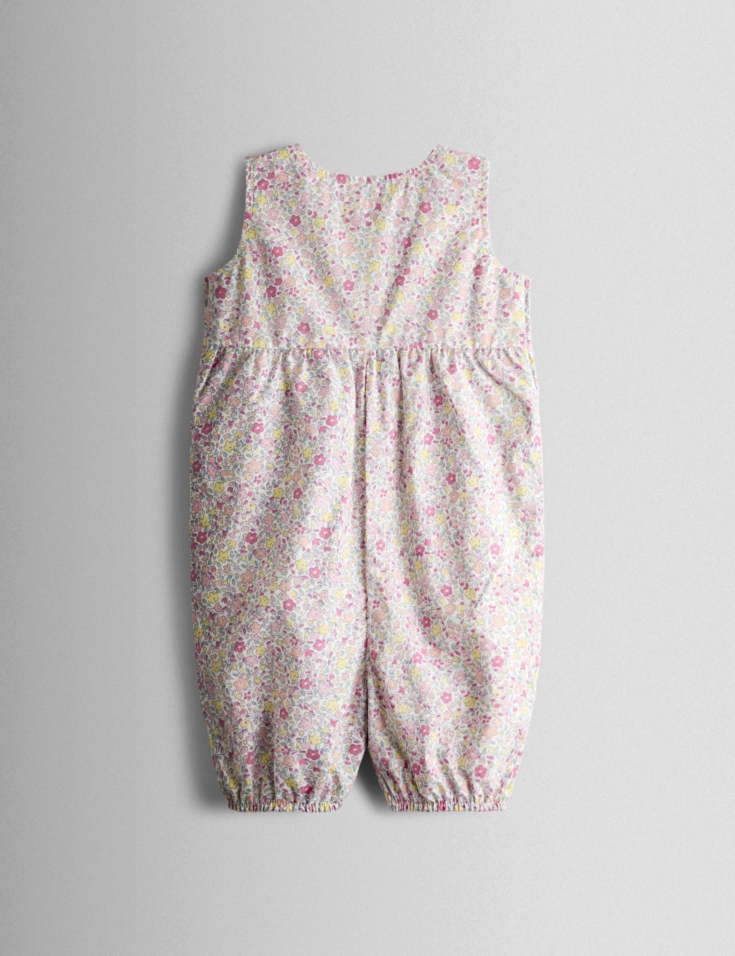 Pure Cotton Floral Dungarees (0-24 Months) 2 of 3