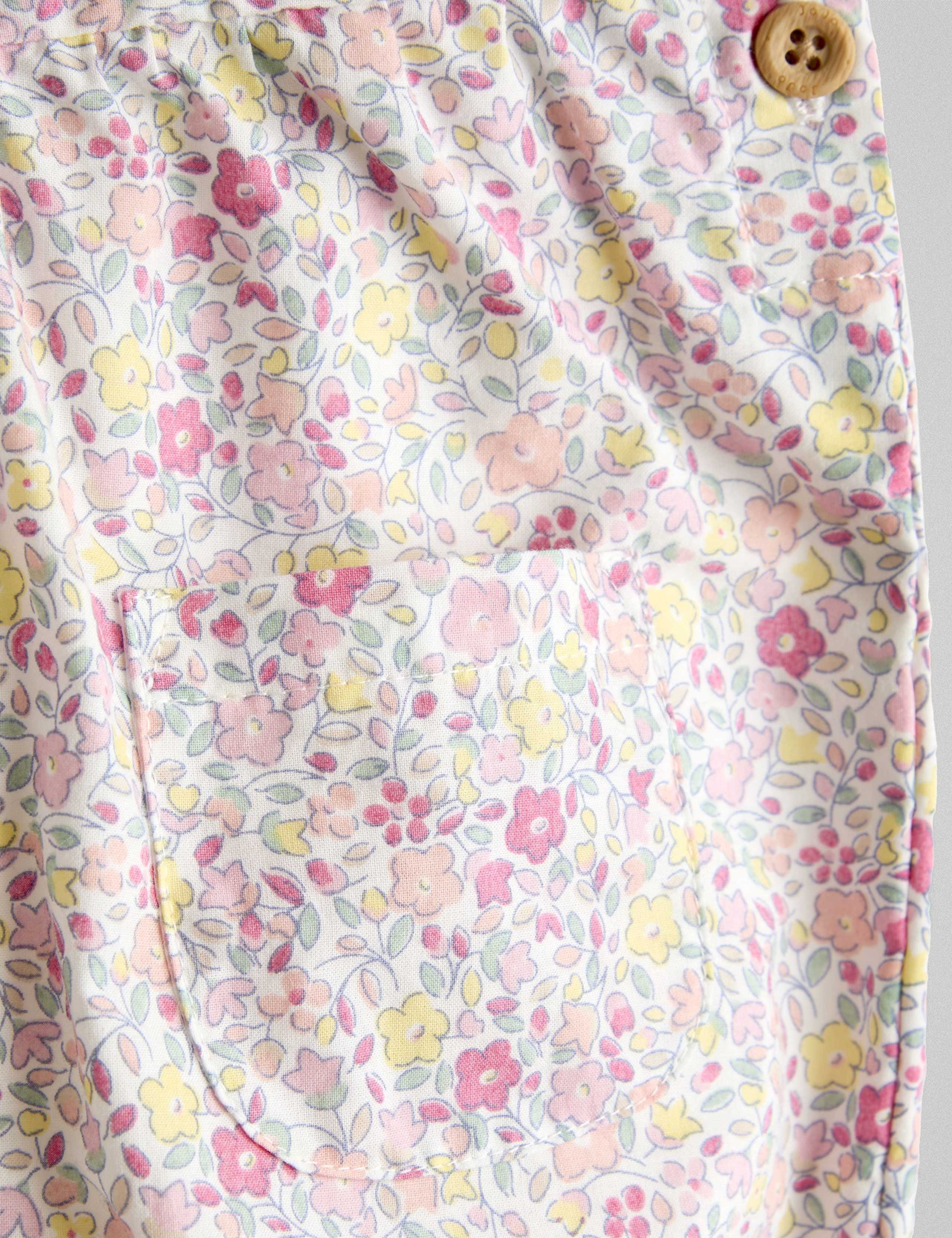 Pure Cotton Floral Dungarees (0-24 Months) 3 of 3