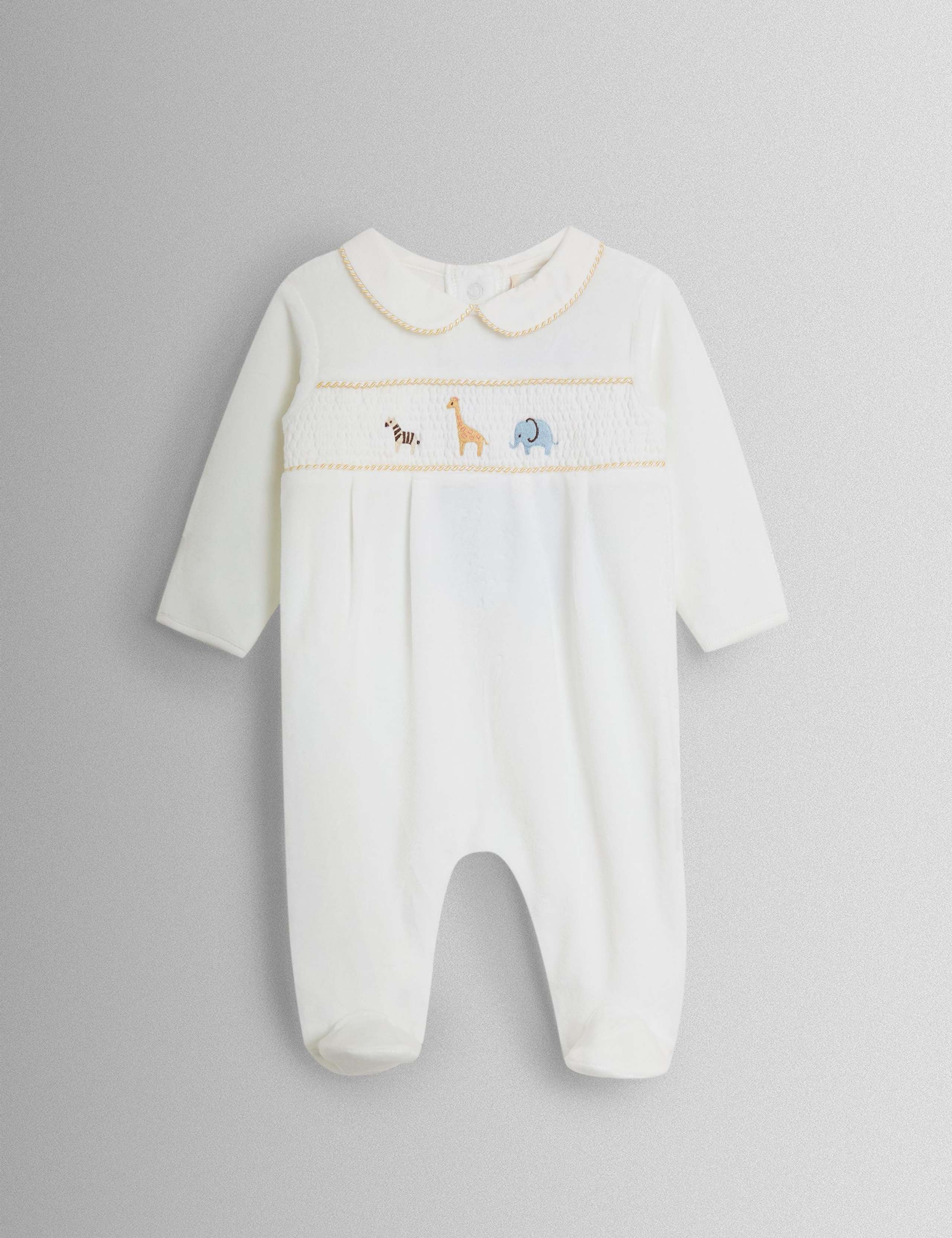 Cotton Rich Velour Safari Sleepsuit (7lbs-9 Mths) 1 of 3
