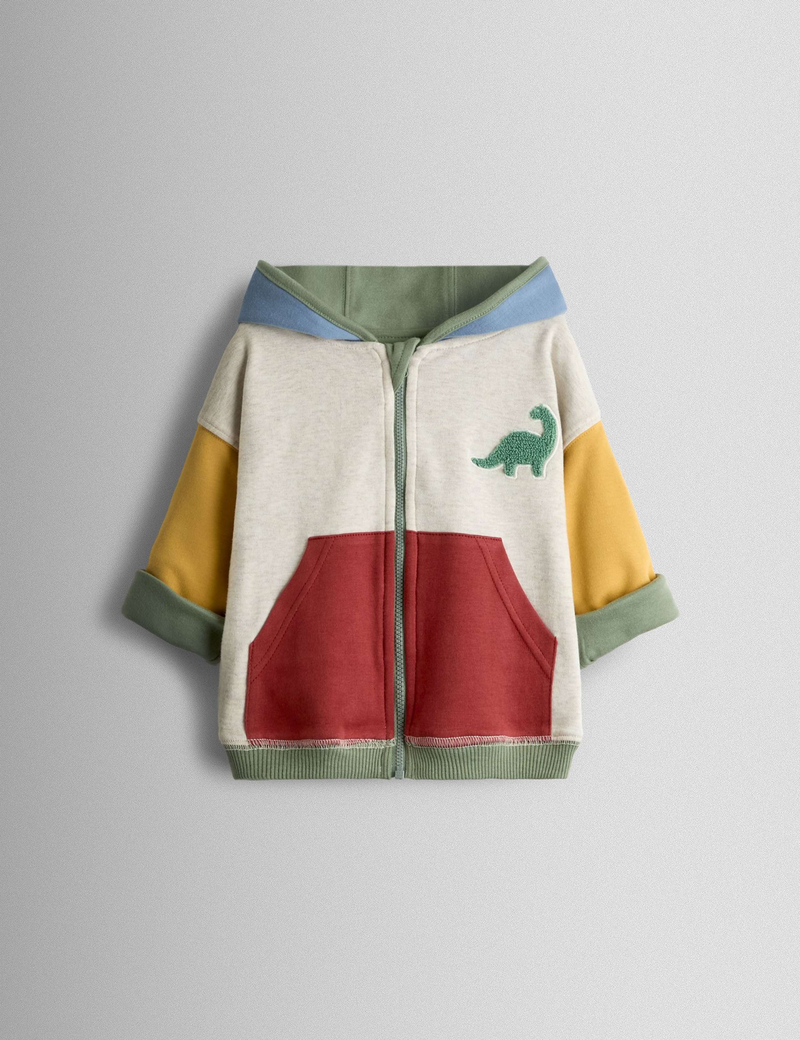 Pure Cotton Bouclé Dino Reversible Hoodie (6 Mths - 6 Yrs) 2 of 10