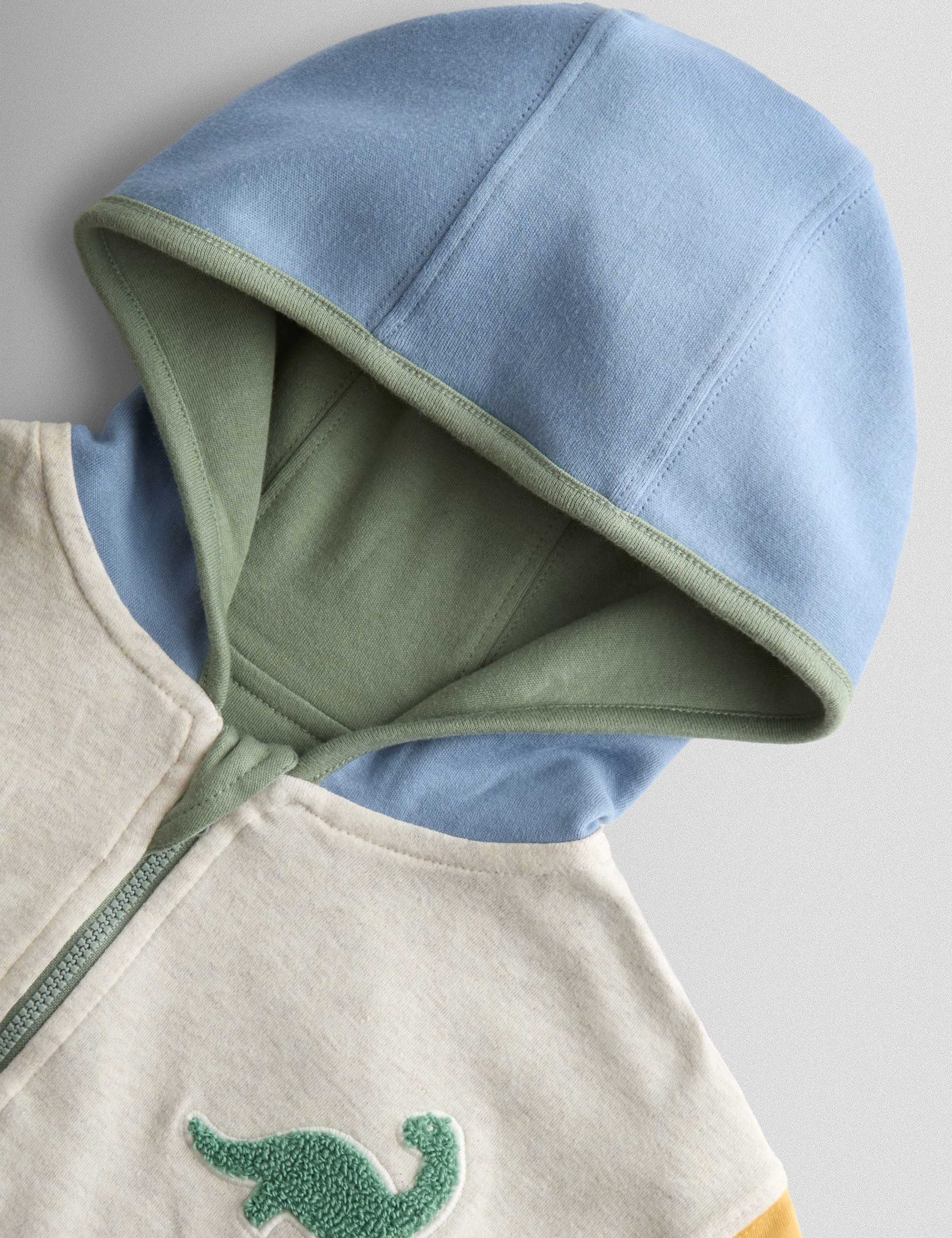 Pure Cotton Bouclé Dino Reversible Hoodie (6 Mths - 6 Yrs) 3 of 10