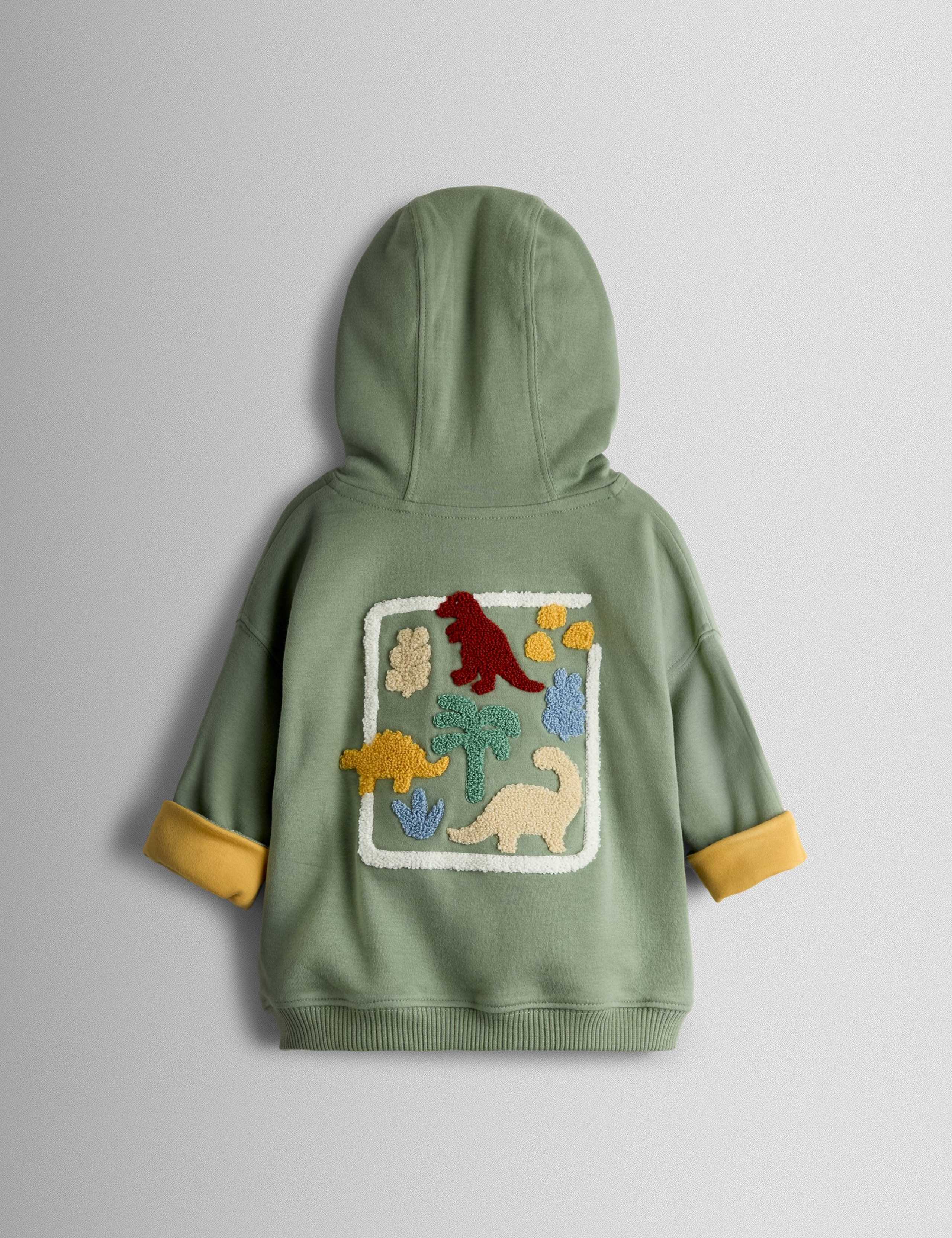Pure Cotton Bouclé Dino Reversible Hoodie (6 Mths - 6 Yrs) 4 of 10
