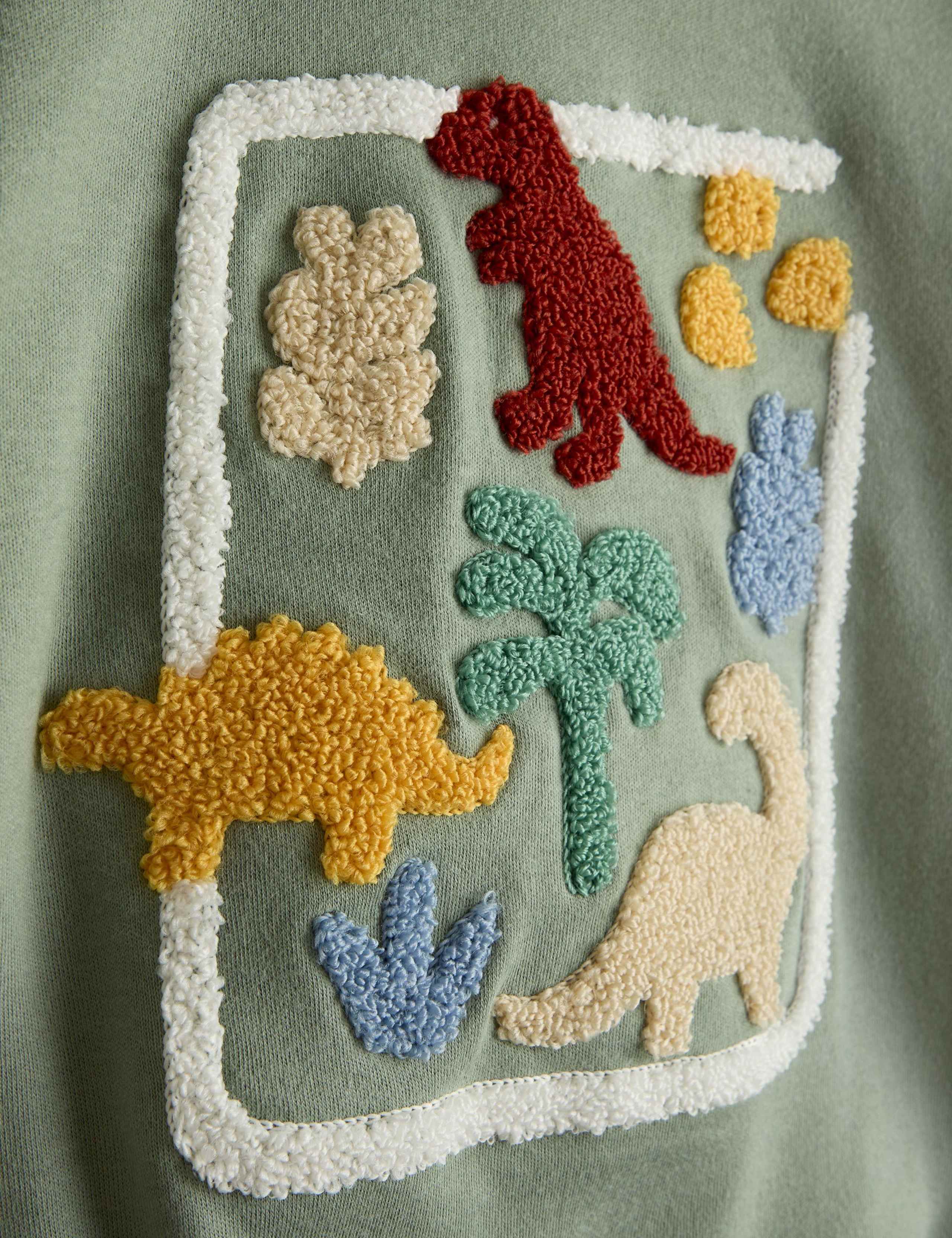 Pure Cotton Bouclé Dino Reversible Hoodie (6 Mths - 6 Yrs) 7 of 10