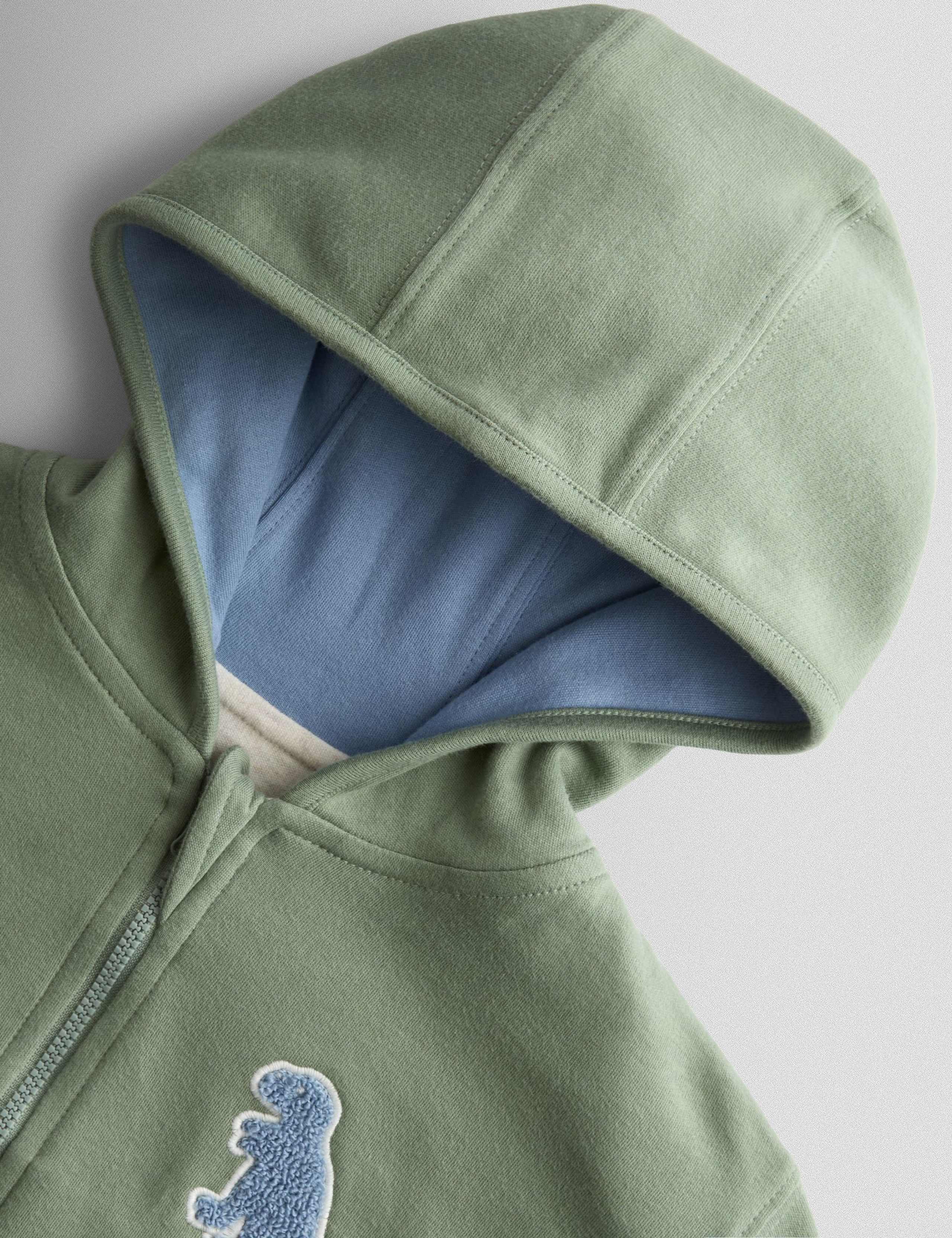Pure Cotton Bouclé Dino Reversible Hoodie (6 Mths - 6 Yrs) 9 of 10
