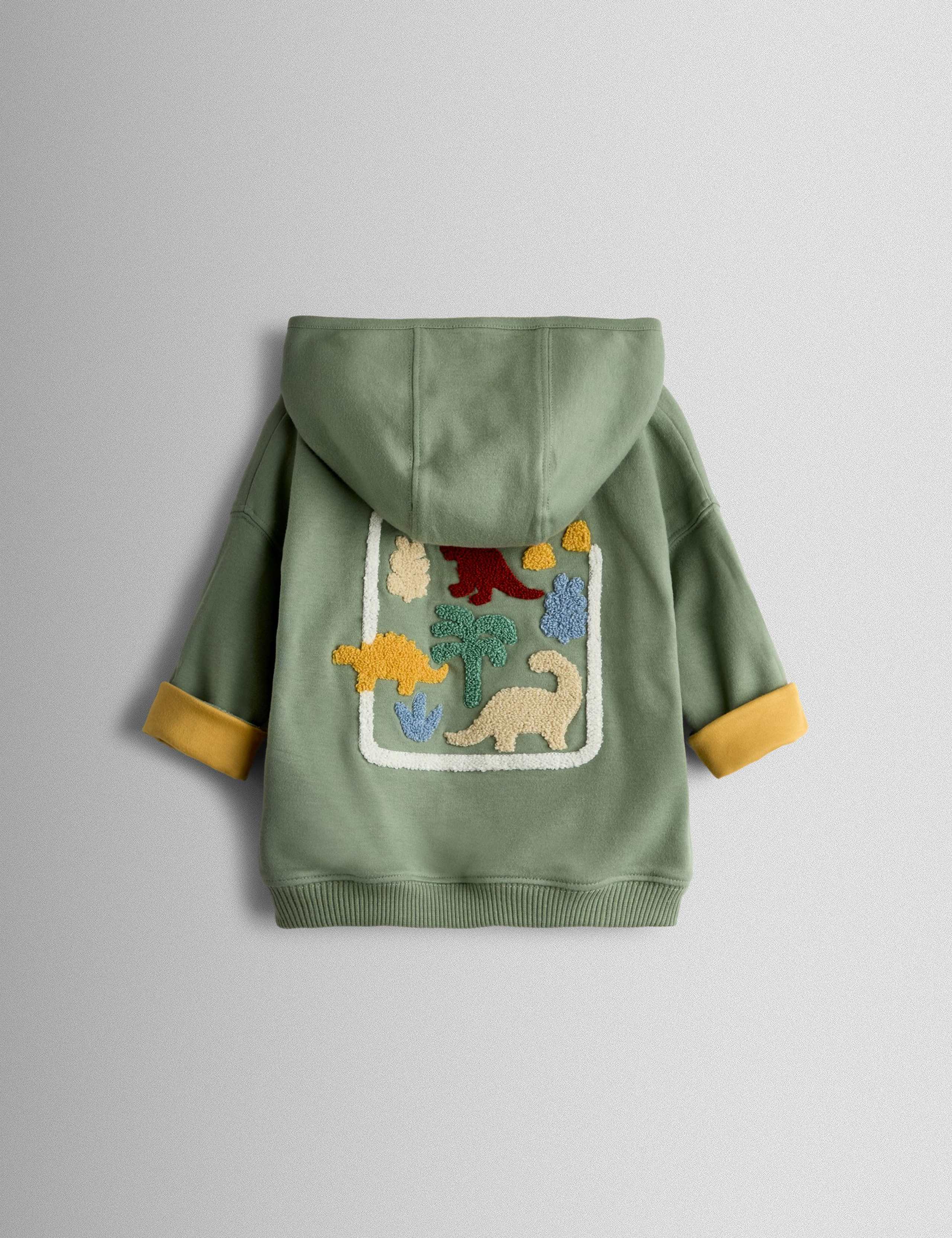 Pure Cotton Bouclé Dino Reversible Hoodie (6 Mths - 6 Yrs) 10 of 10