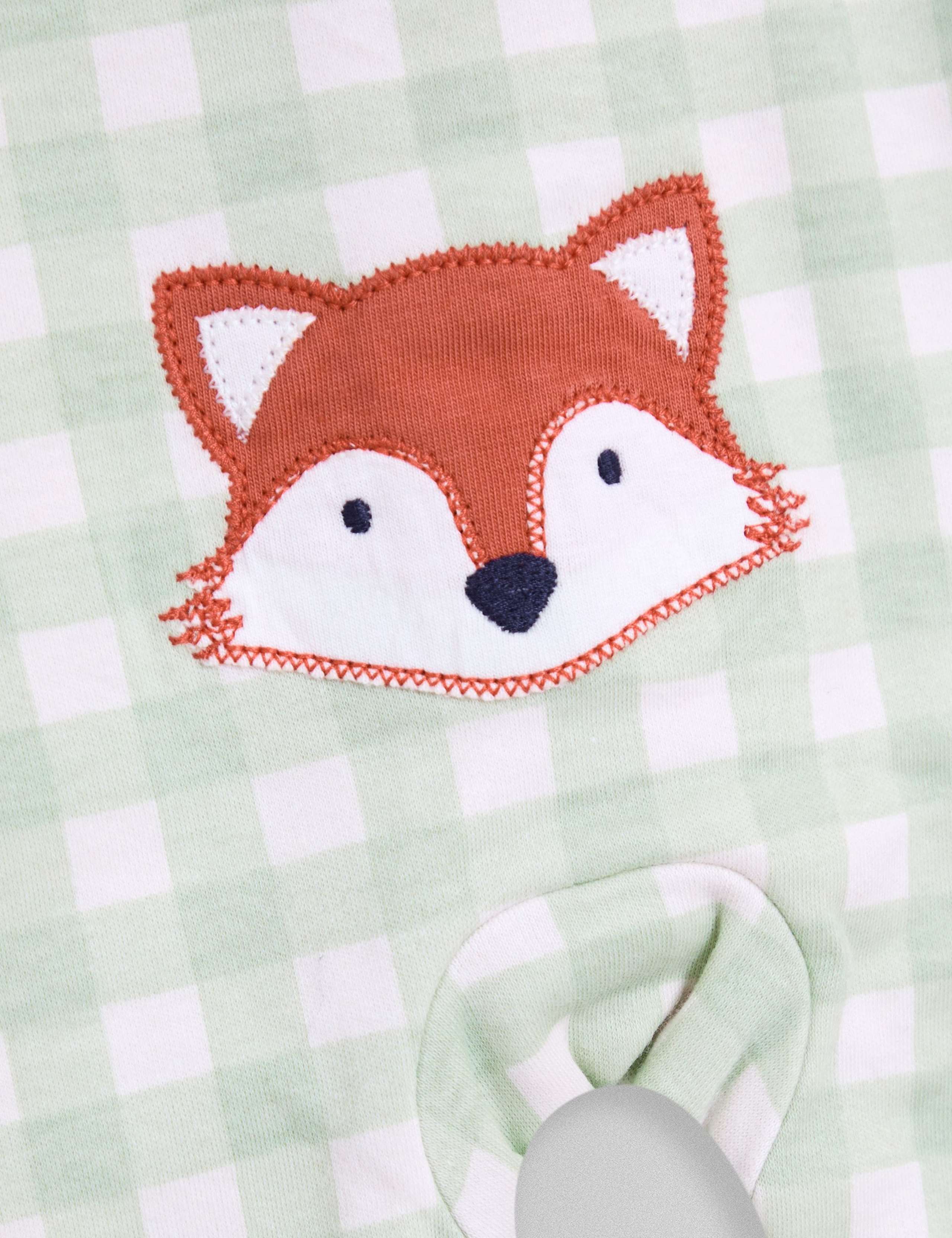 Pure Cotton Gingham Fox Sleepsuit (7lbs-18 Mths) 4 of 4