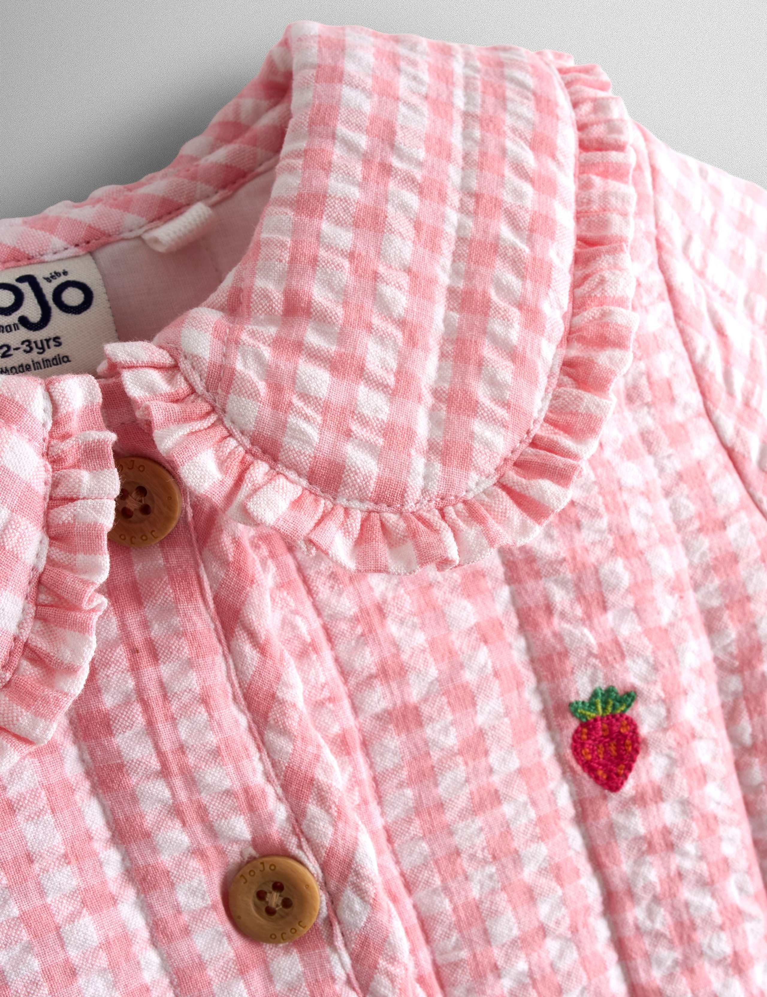 Pure Cotton Strawberry Gingham Quilted Jacket 2 of 4