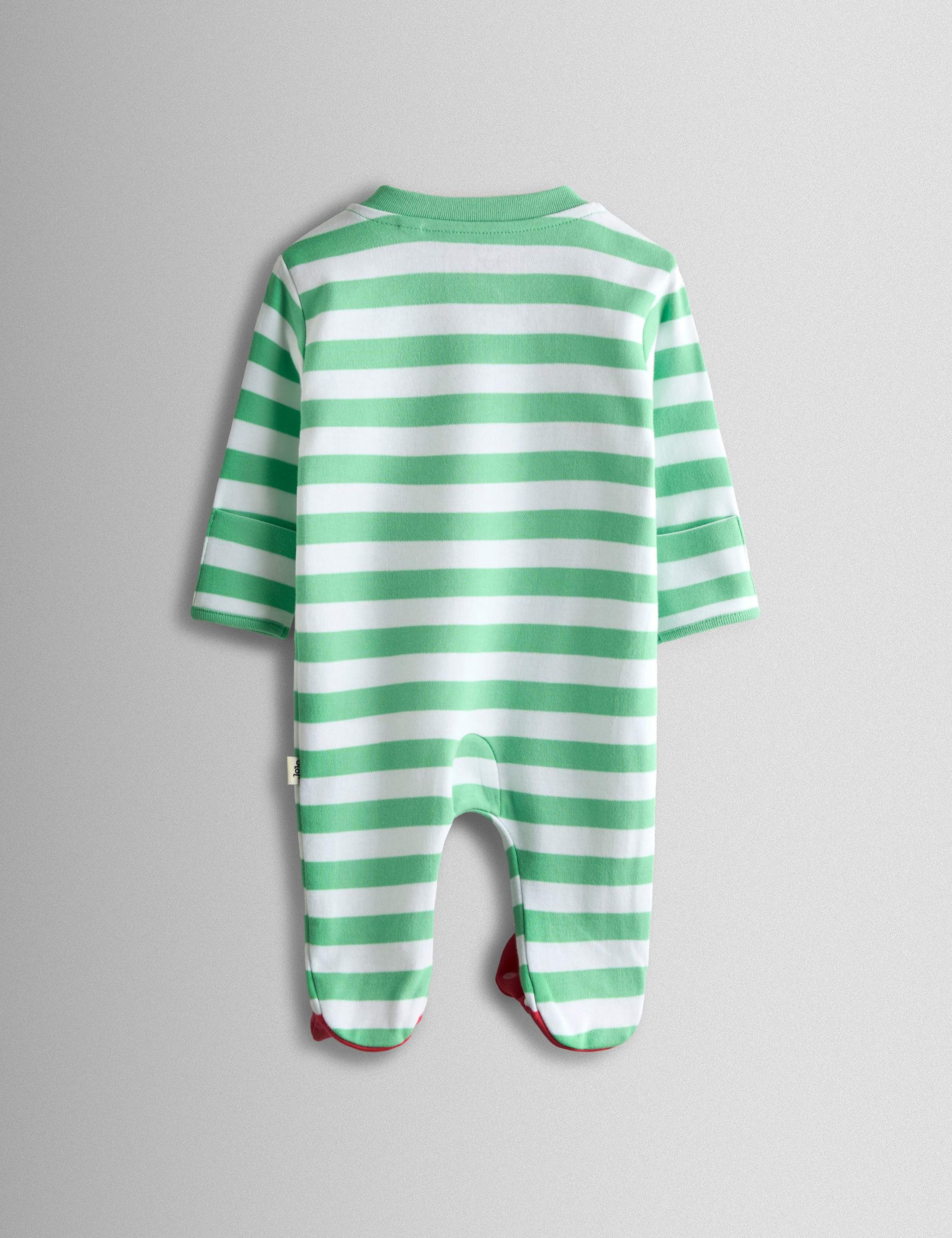 3 Piece Pure Cotton Striped Sleepsuit, Hat & Bib Set (7lbs-18 Mths) 3 of 8