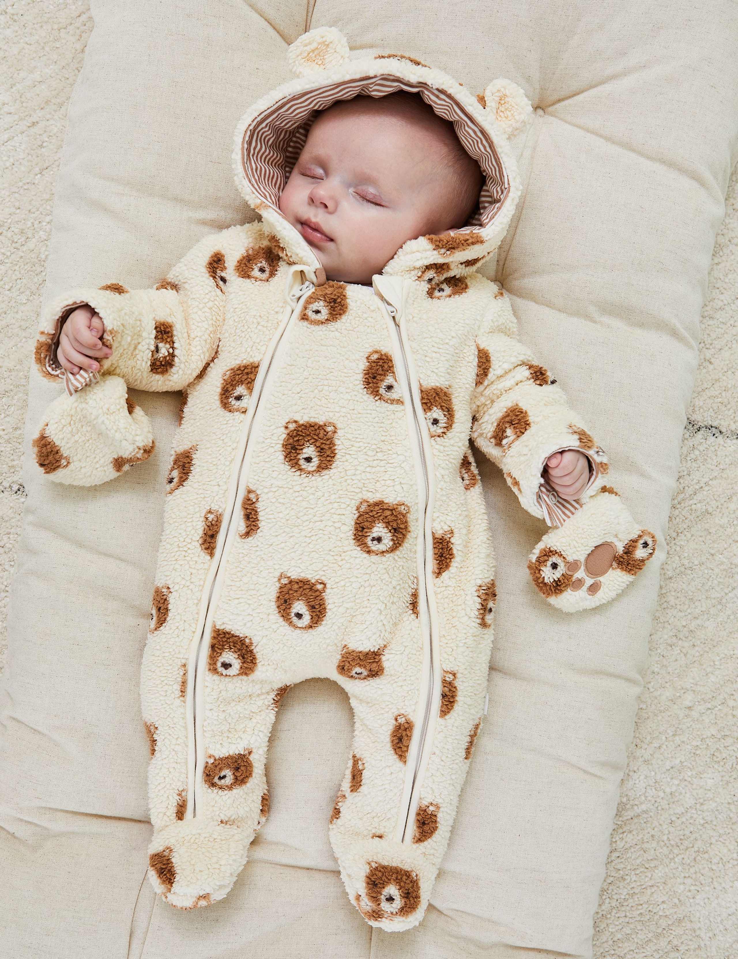 Bear Print Zip Pramsuit (7lbs-12 Mths) 1 of 6