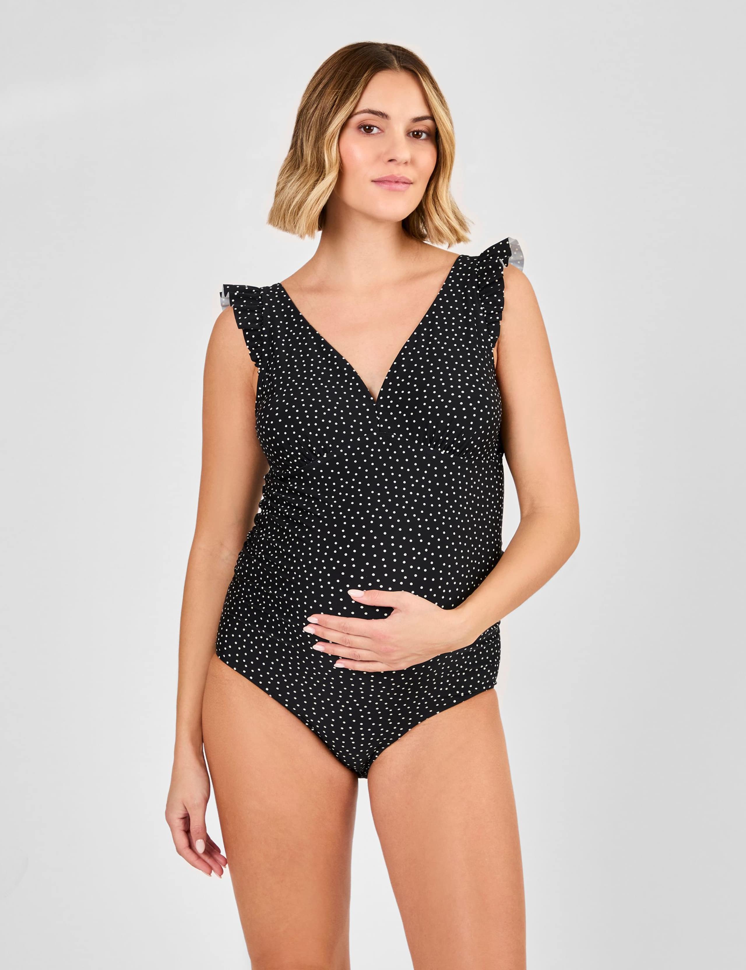 Maternity Polka Dot V-Neck Swimsuit 2 of 5