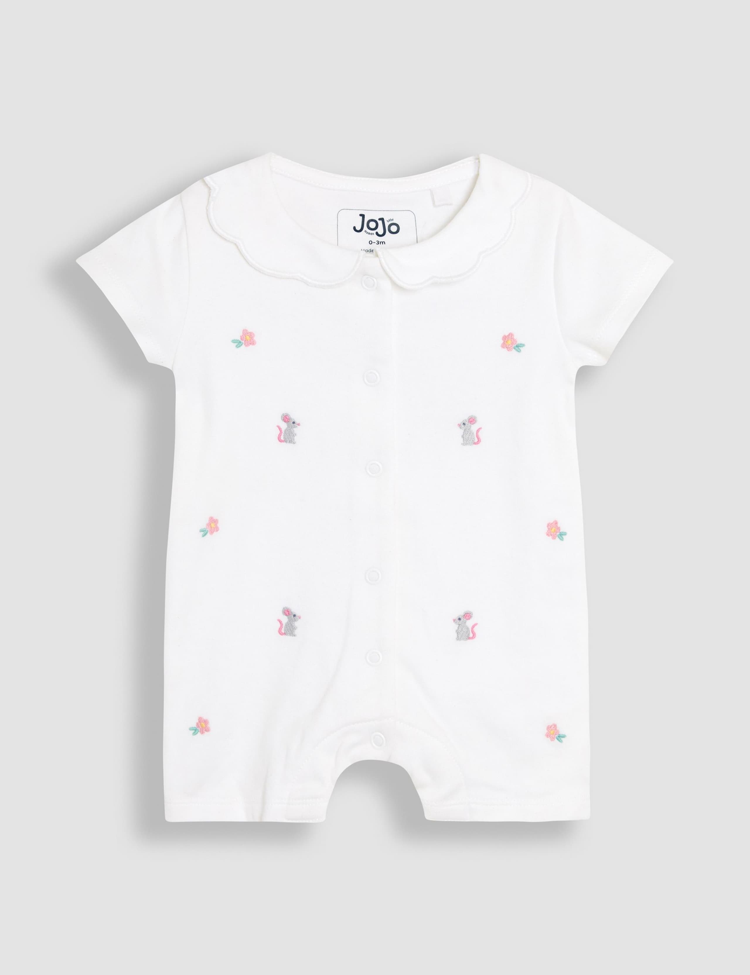Pure Cotton Mouse Embroidered Sleepsuit (0-12 Mths) 4 of 4