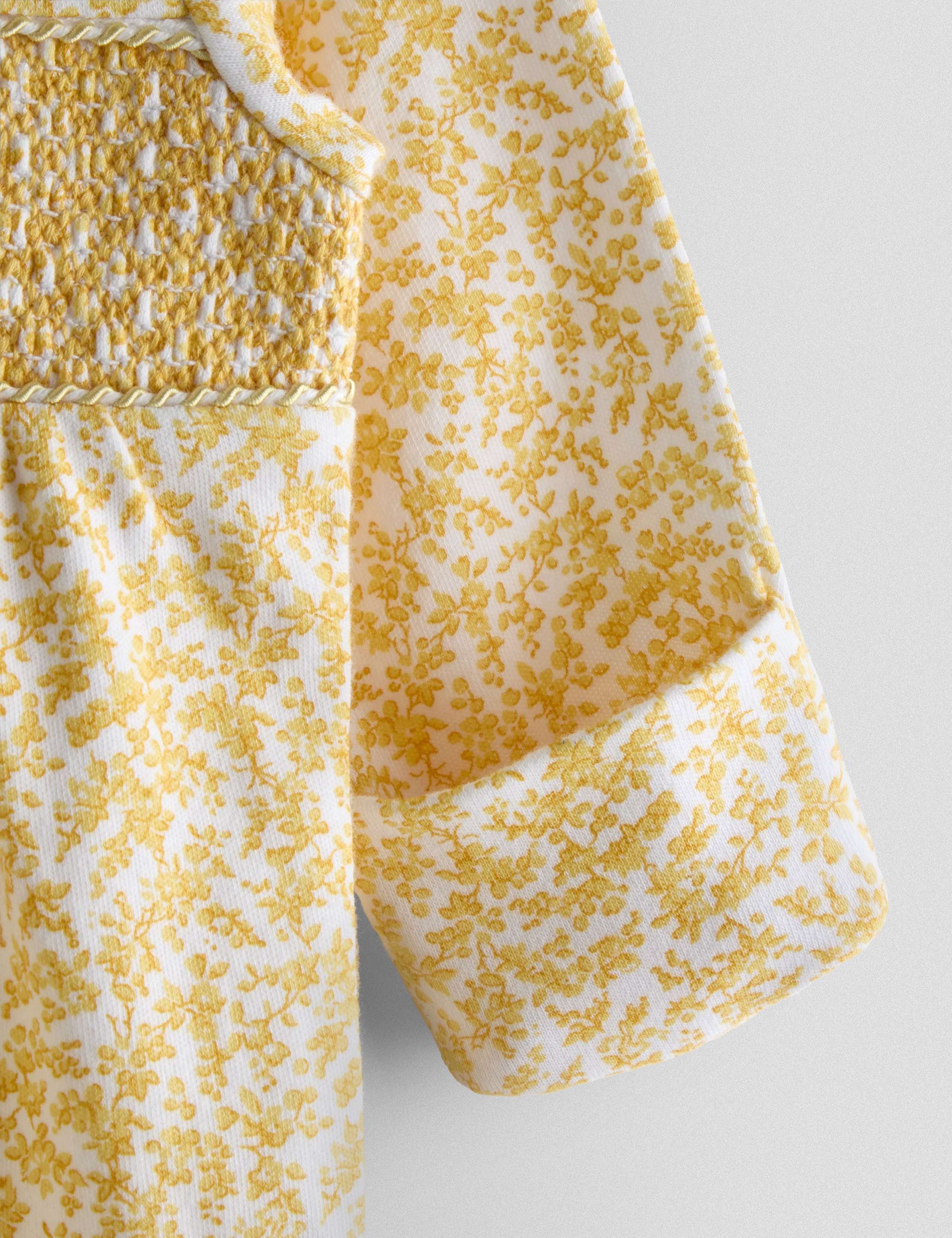 Pure Cotton Smocked Sleepsuit (0-12 Mths) 2 of 4