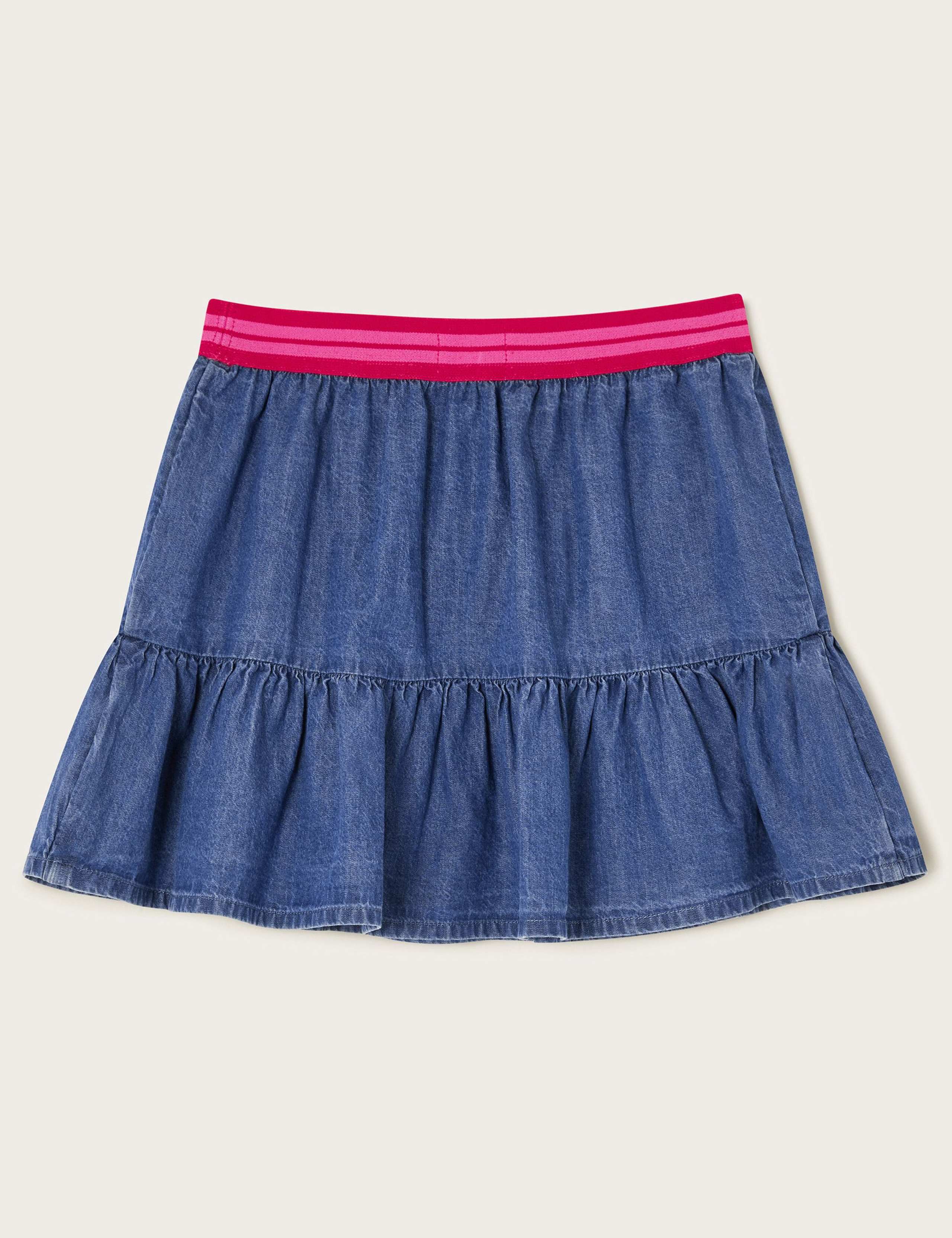 Denim Heart Patch Tiered Ruffle Skirt (3-13 Yrs) 3 of 3