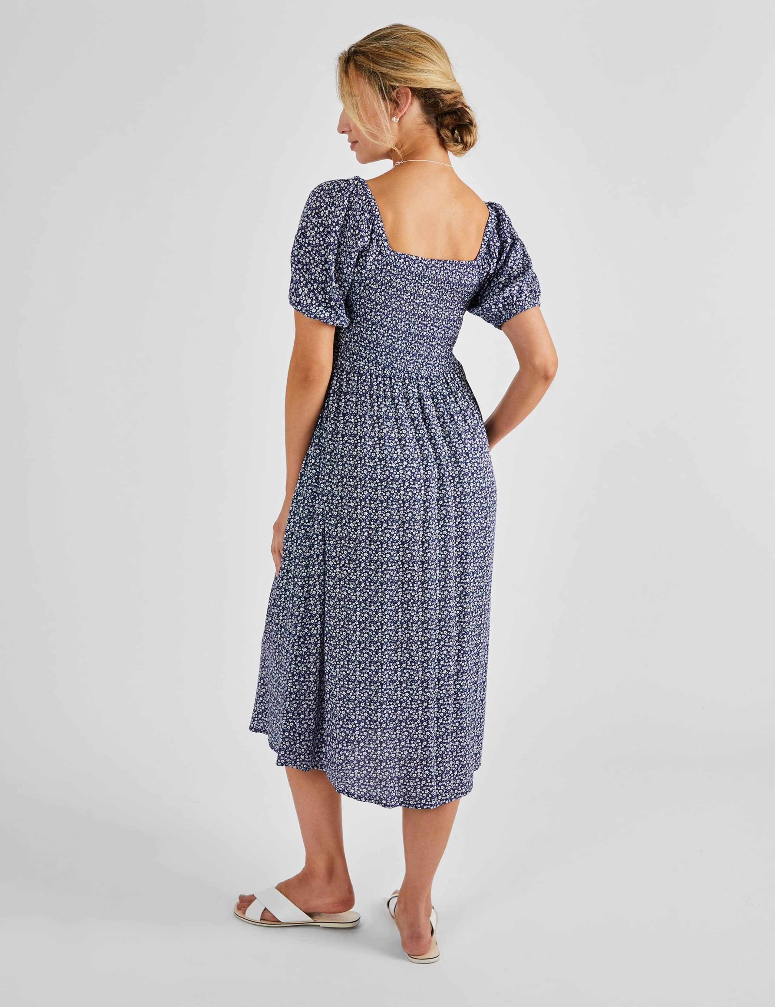 Maternity Ditsy Floral Midi Shirred Dress 4 of 4