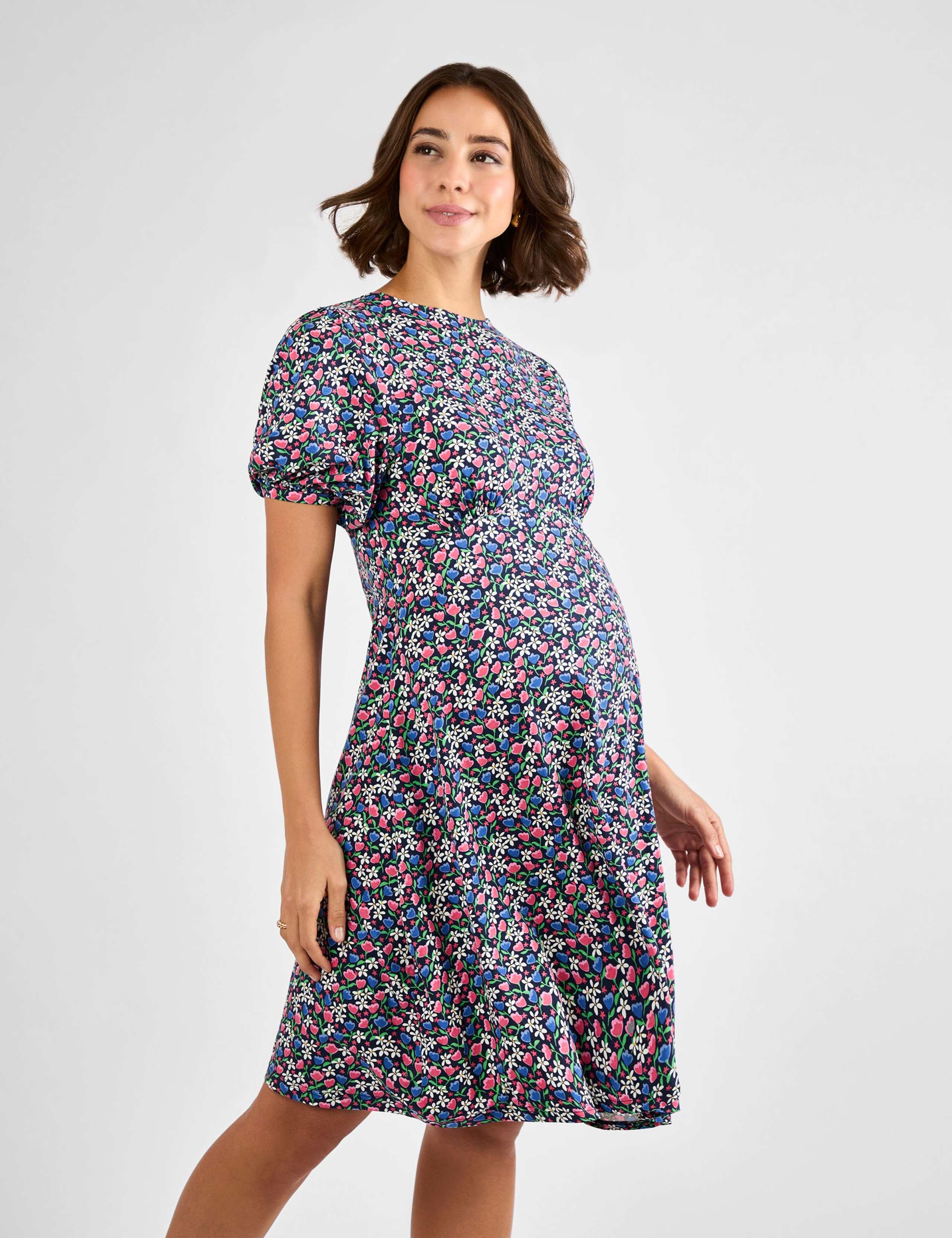 Maternity Floral Puff Sleeve Tea Dress 2 of 4
