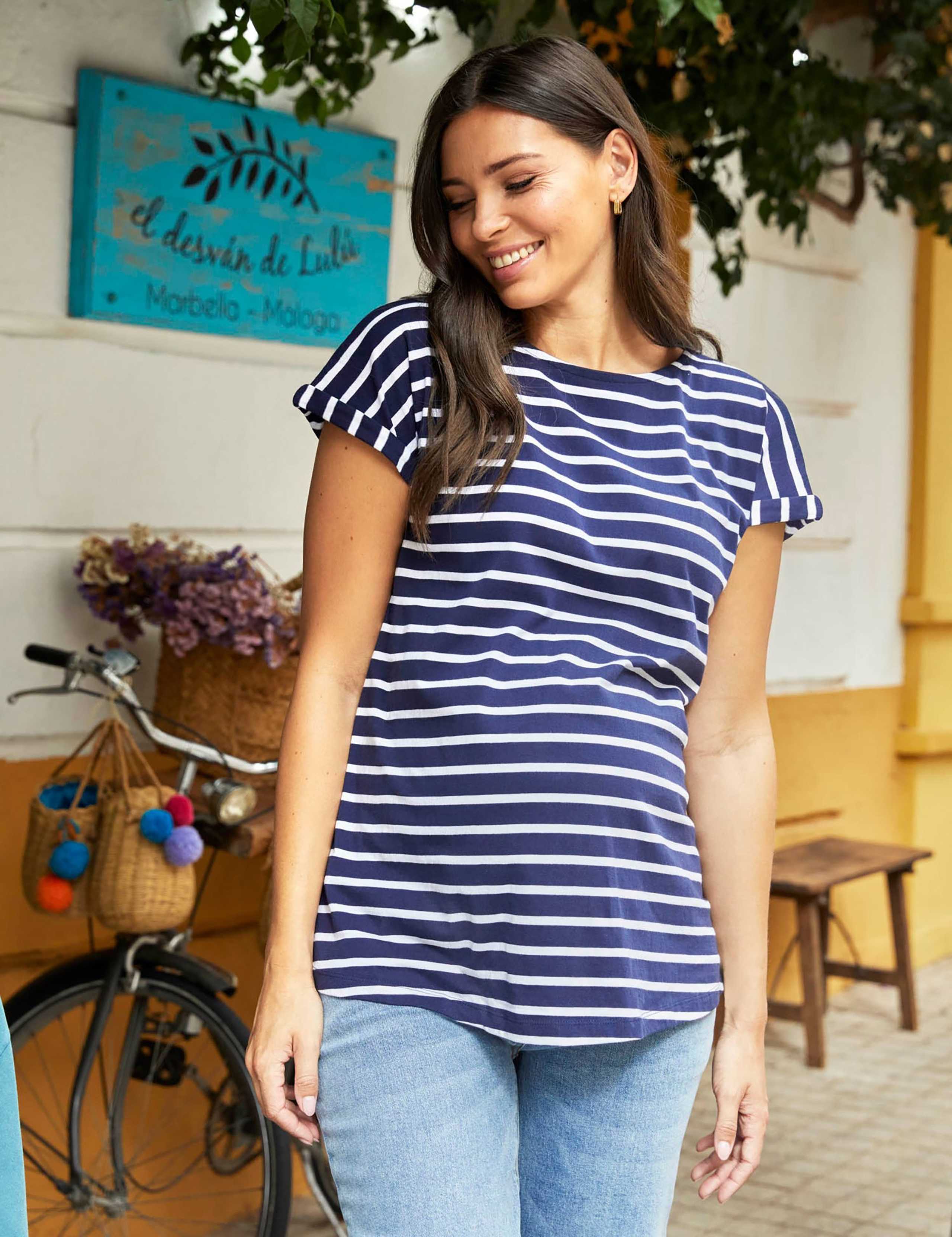 Maternity Pure Cotton Striped T-Shirt 2 of 4