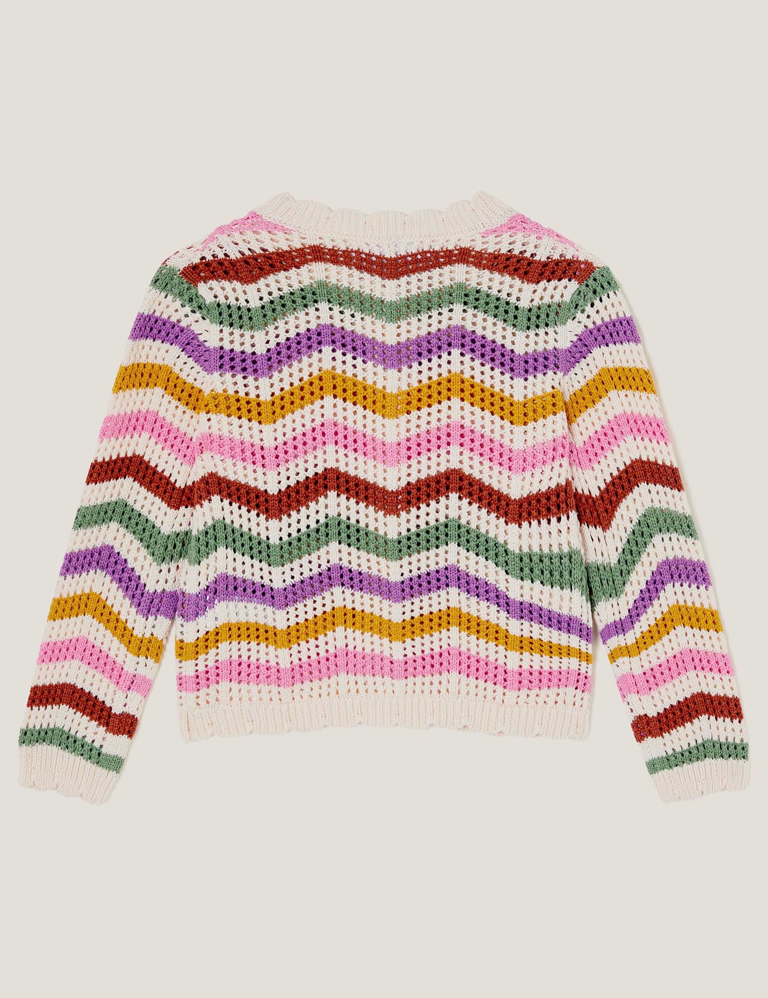 Pure Cotton Zig-Zag Striped Cardigan (3-13 Yrs) 3 of 4