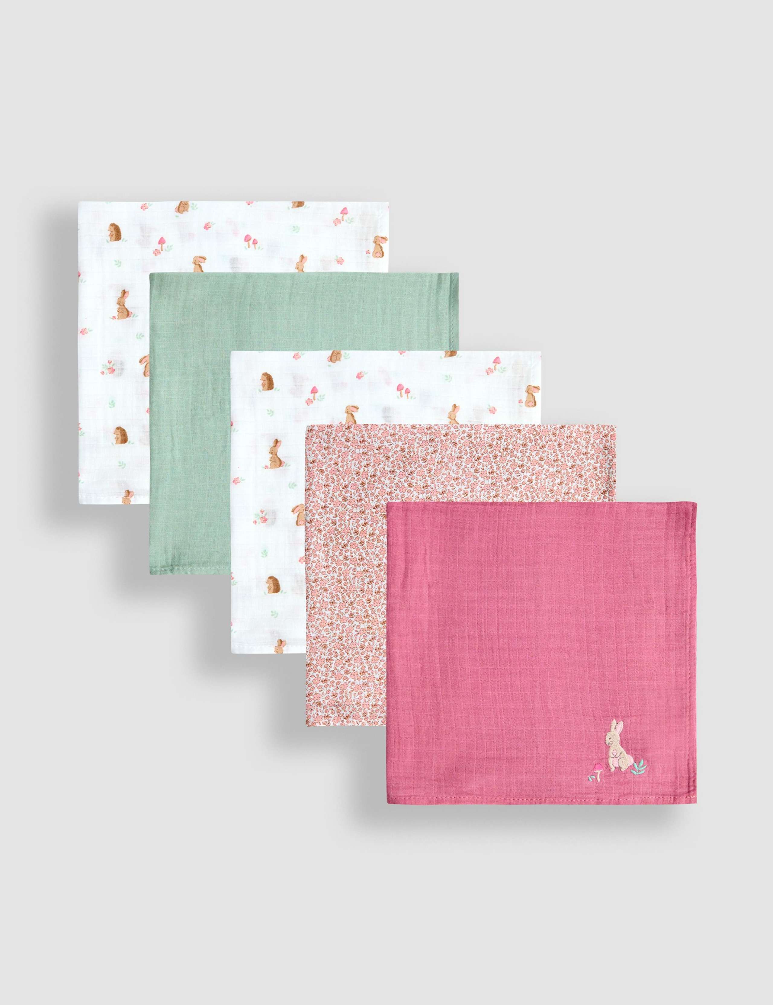 5 Pack Pure Cotton Woodland Muslins 2 of 7