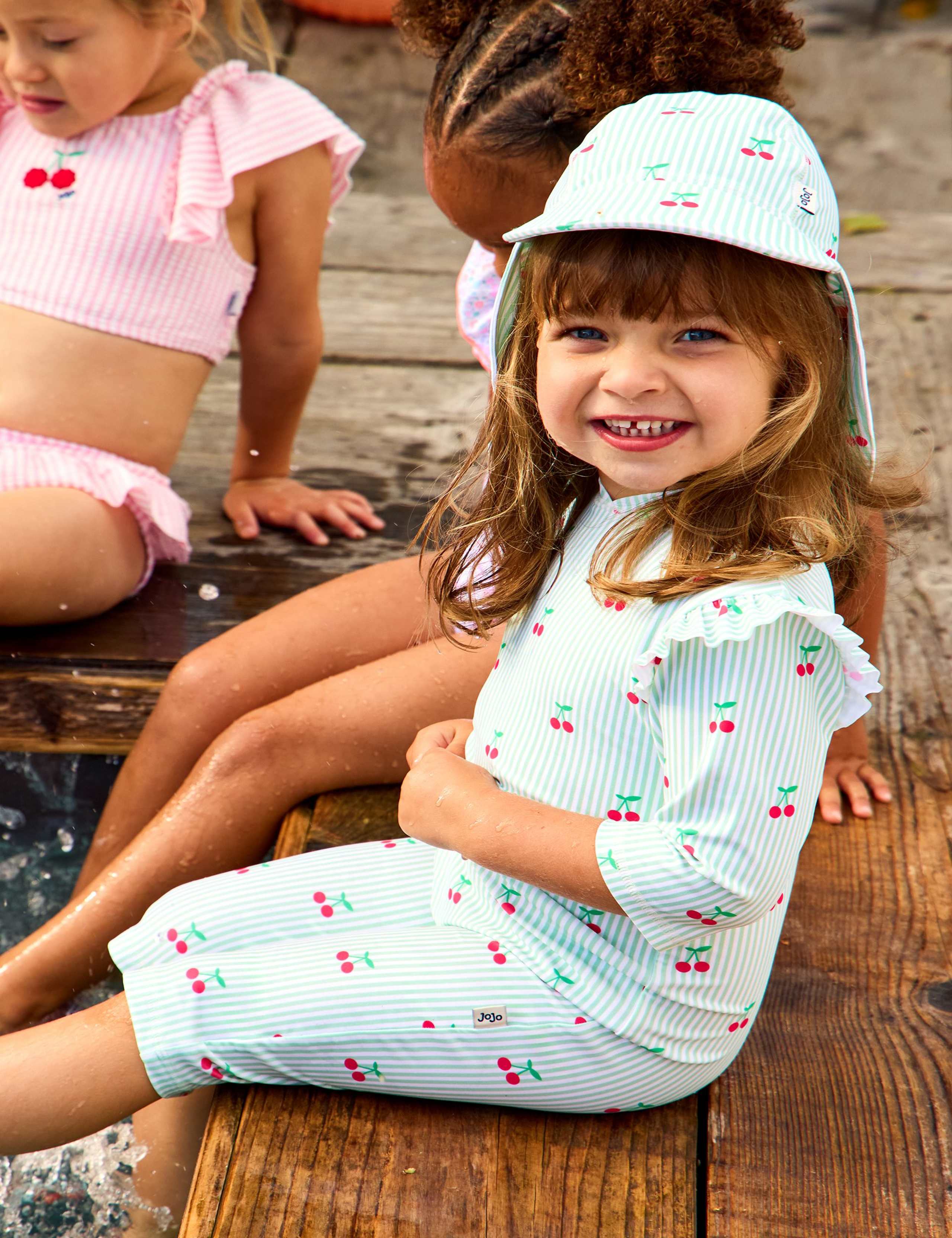 Cherry Stripe Frill All In One (0 Mths-5 Yrs) 2 of 5