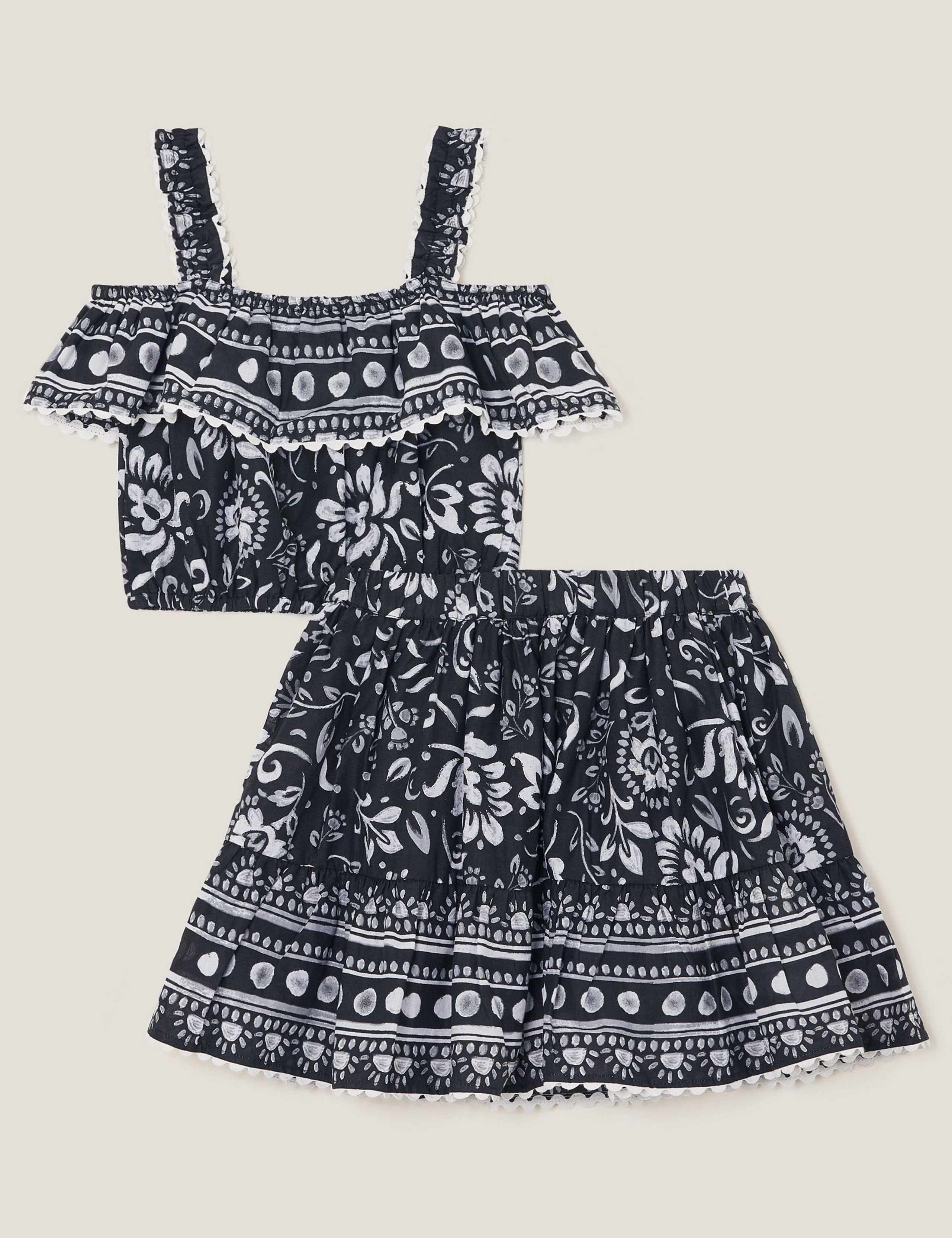 2pc Pure Cotton Printed Top & Skirt Set (3-15 Yrs) 2 of 3