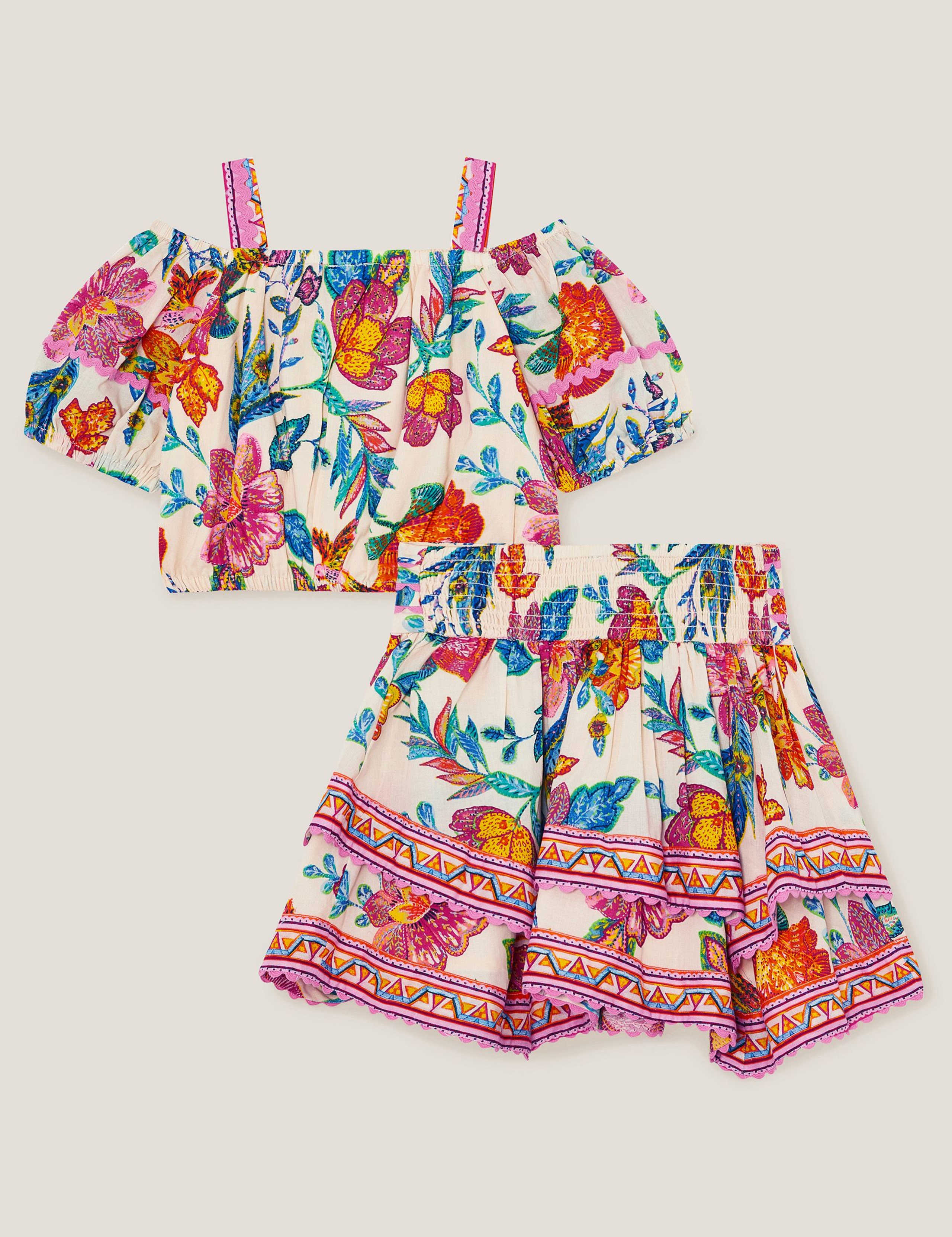 2pc Pure Cotton Floral Top & Skirt Set (3-15 Yrs) 2 of 3