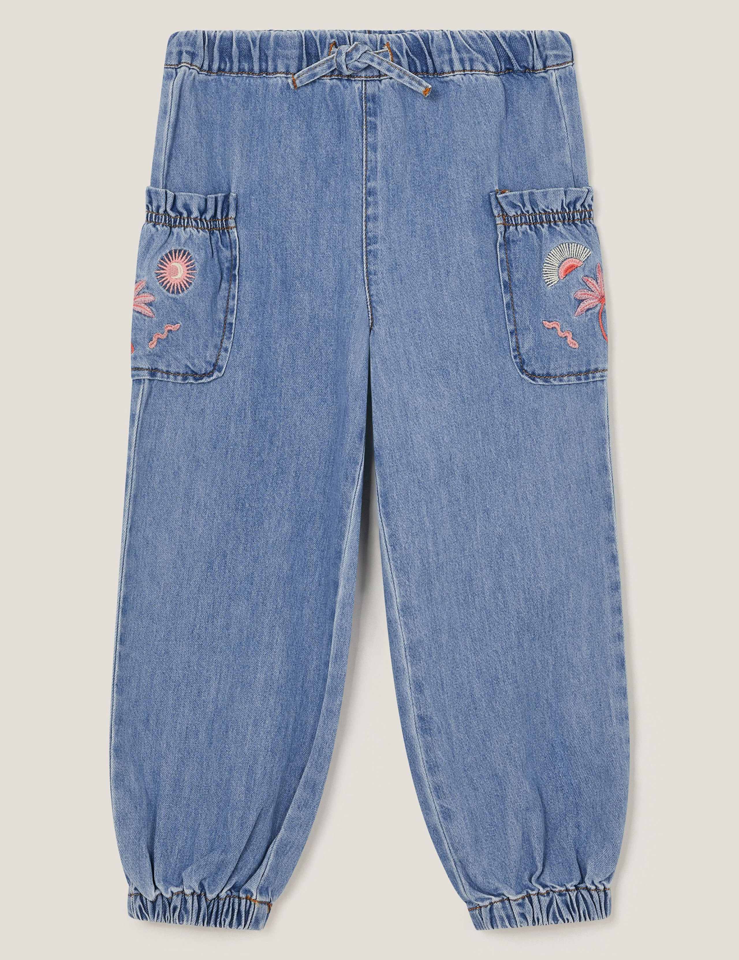 Denim Embroidered Cargo Joggers (3-13 Yrs) 2 of 2