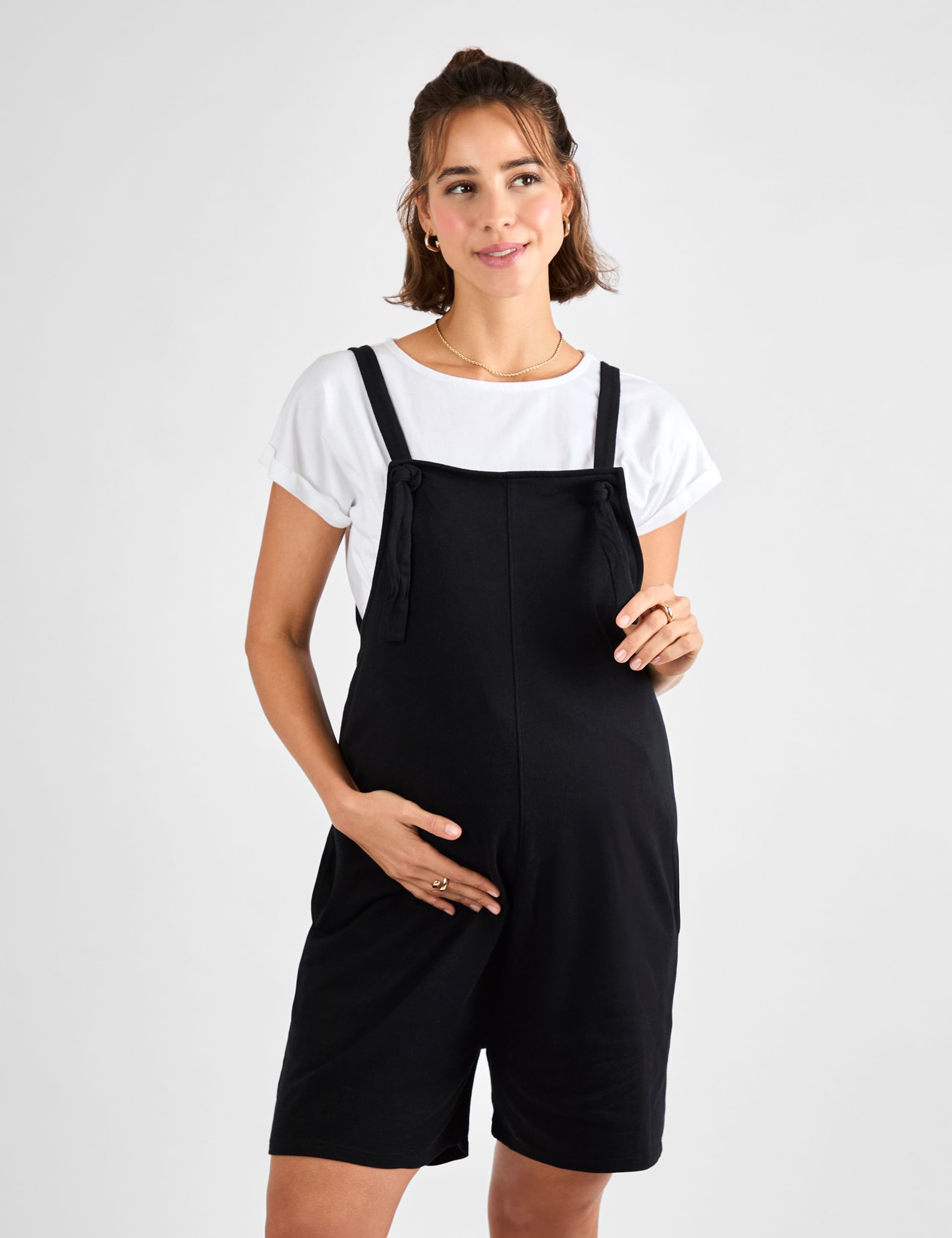 Maternity Pure Cotton Short Dungarees 2 of 4