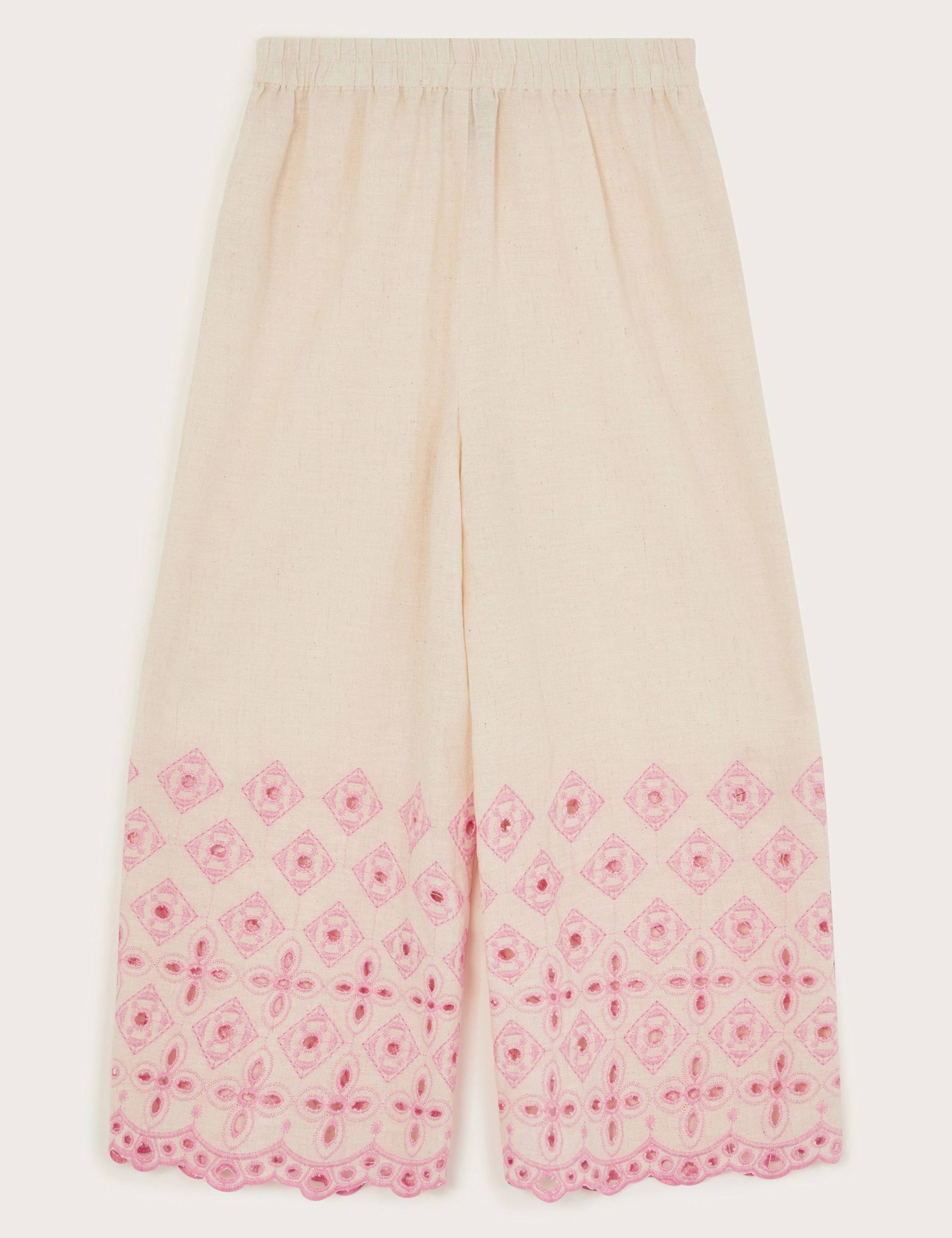 Cotton Rich Broderie Wide Leg Trousers (3-13 Yrs) 2 of 3