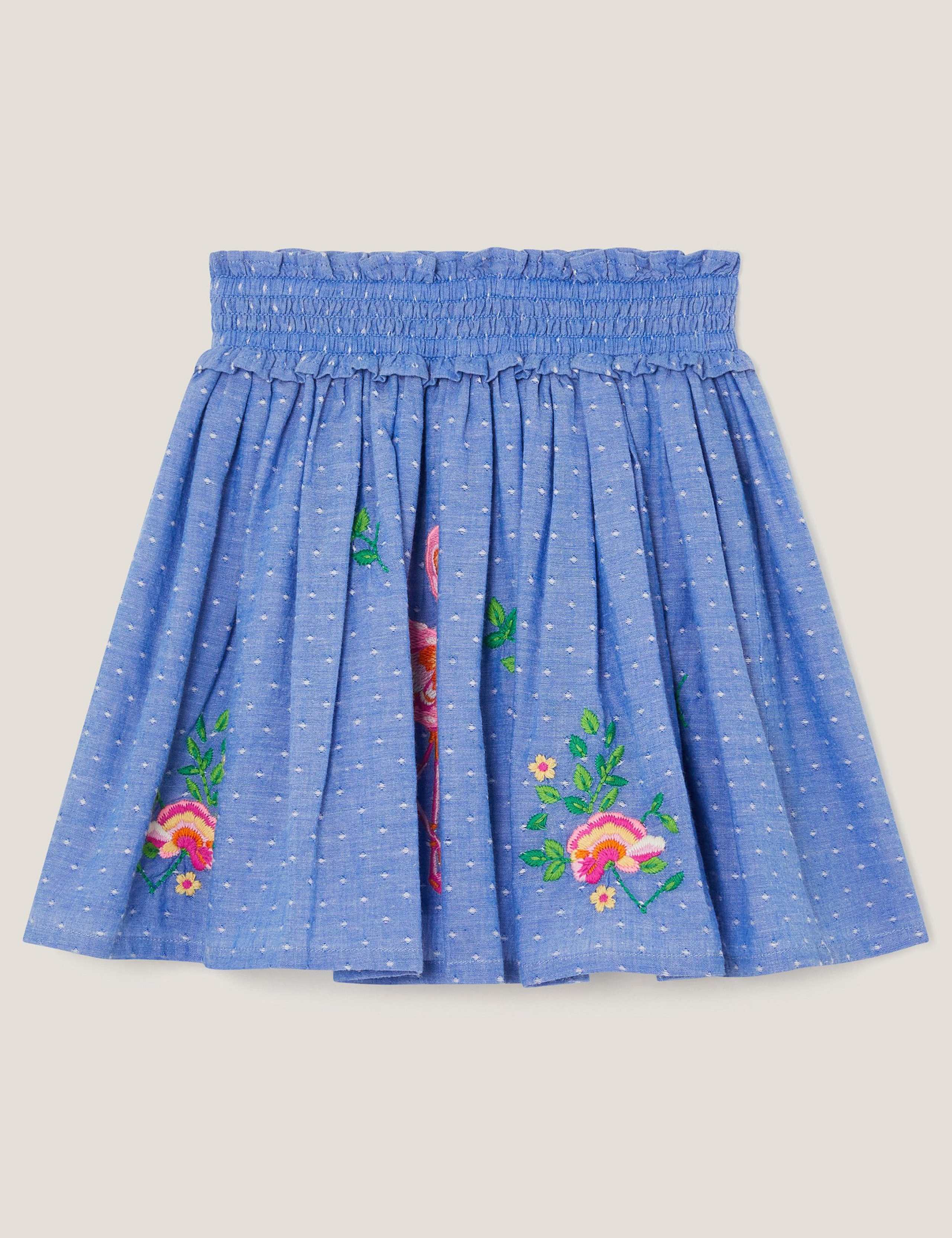 Chambray Flamingo Embroidered Skirt (3-13 Yrs) 2 of 3