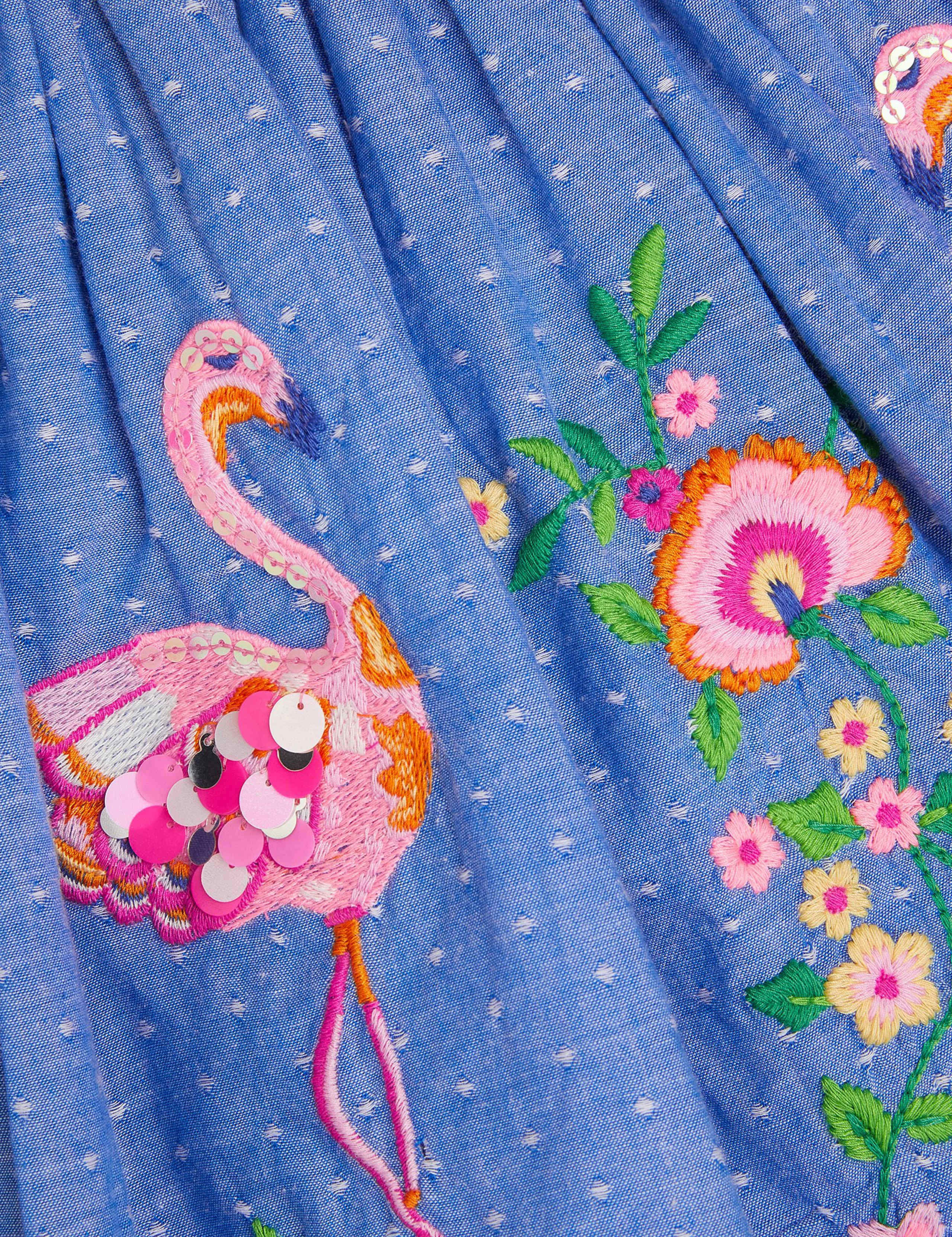 Chambray Flamingo Embroidered Skirt (3-13 Yrs) 3 of 3
