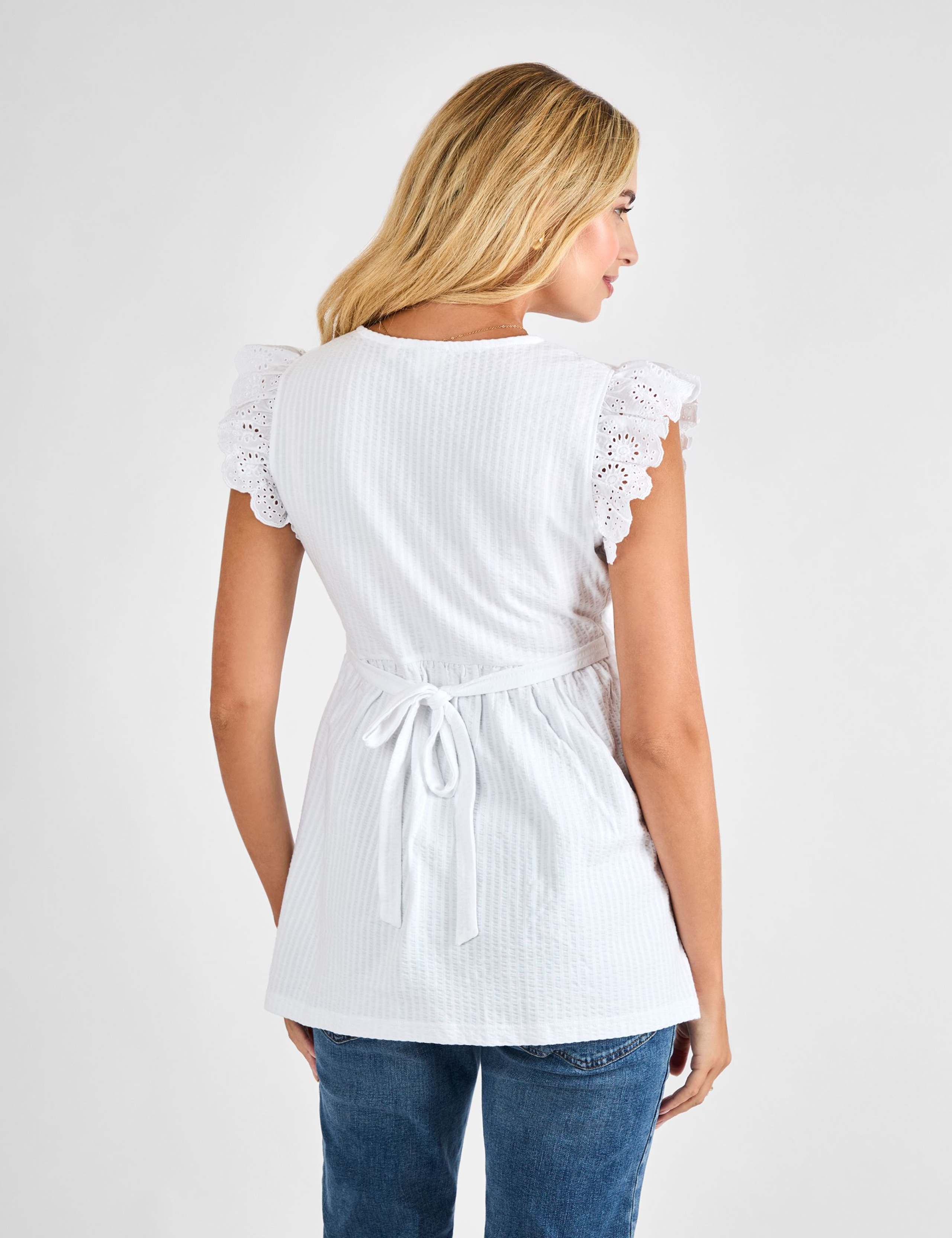 Maternity Pure Cotton Broderie V-Neck Blouse 4 of 4